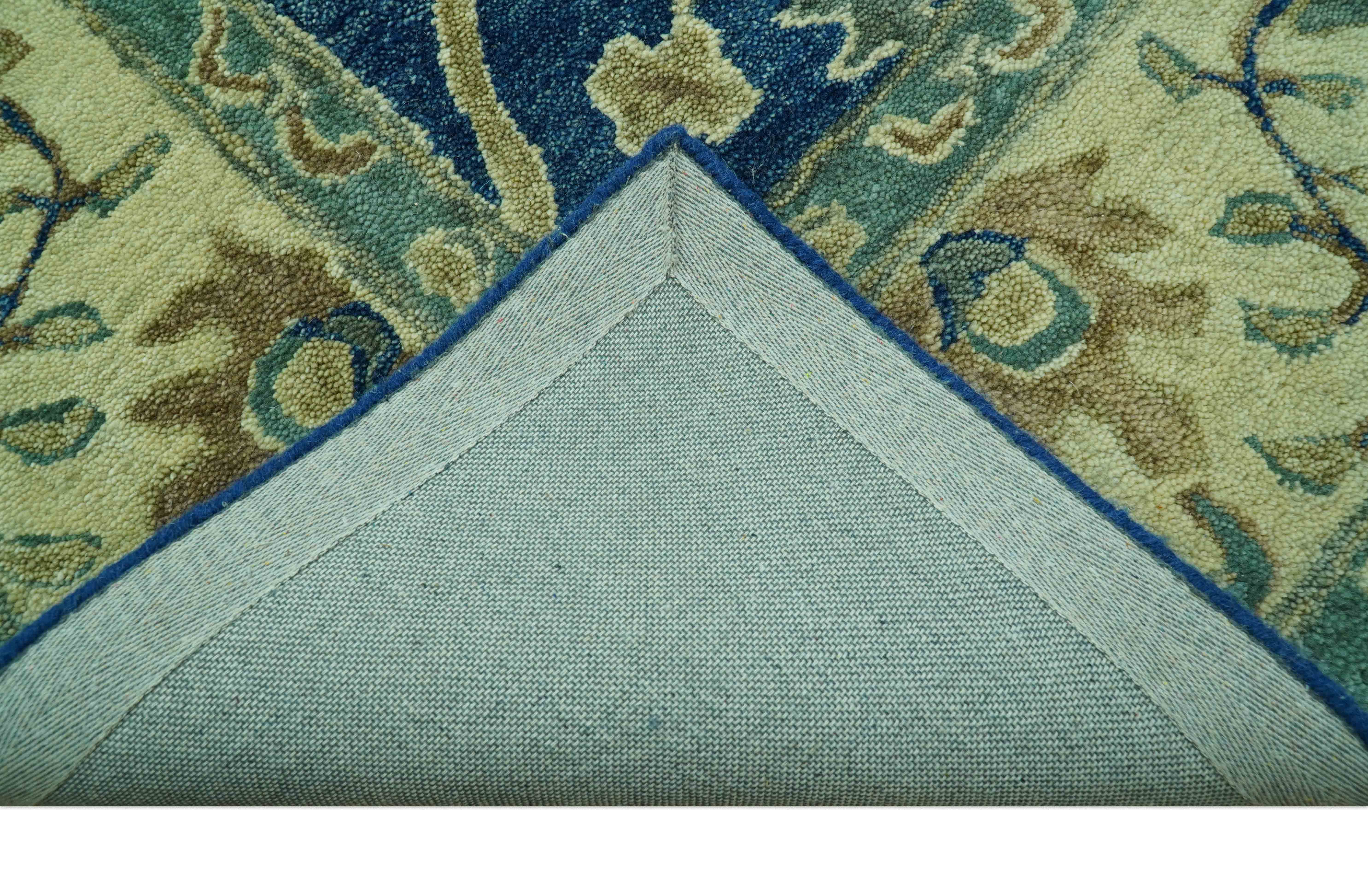 Georgia Custom Made Traditional Blue And Beige Hand Tufted Wool Rug - Image 4