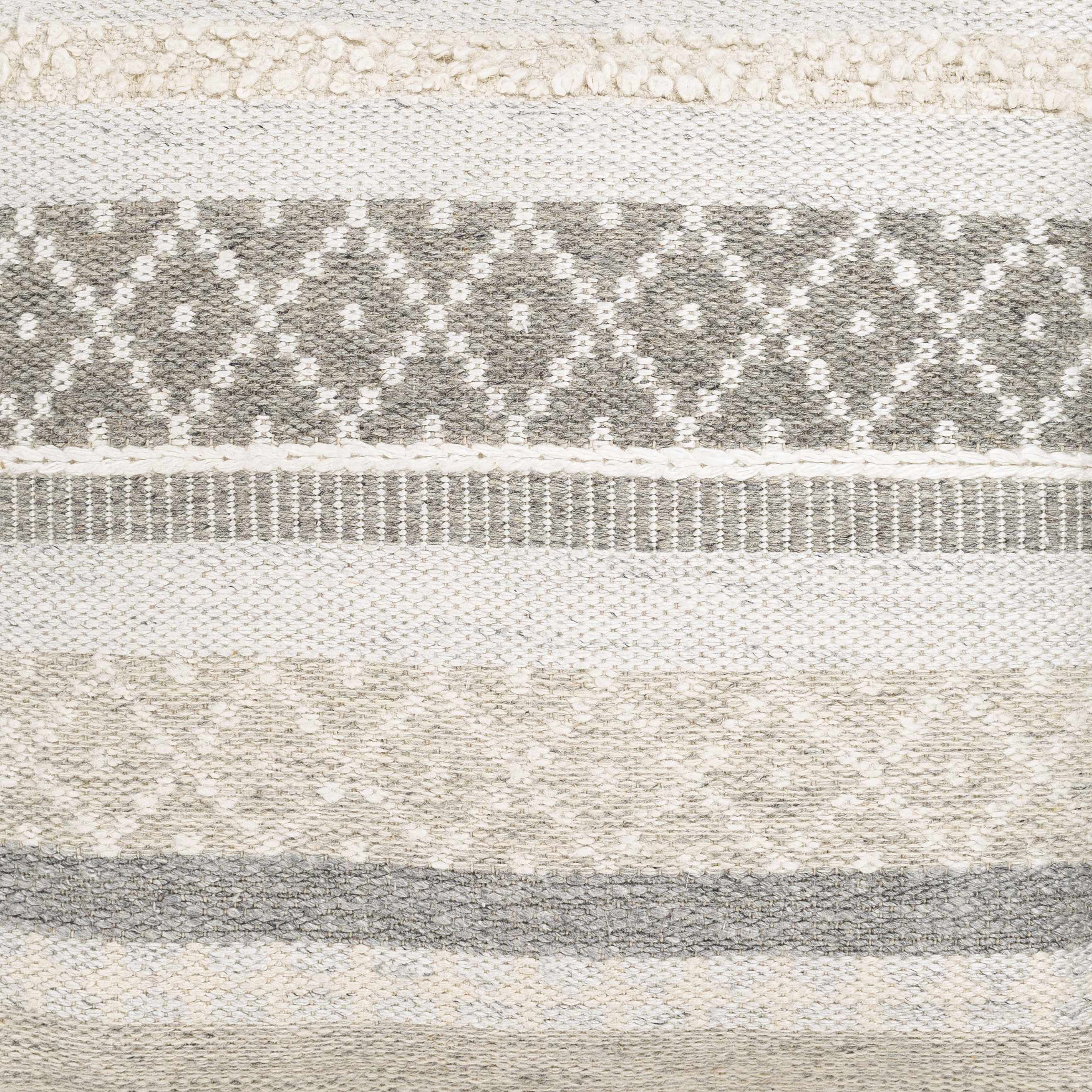 Geyser Woven White Gray Cotton Pouf - Image 5