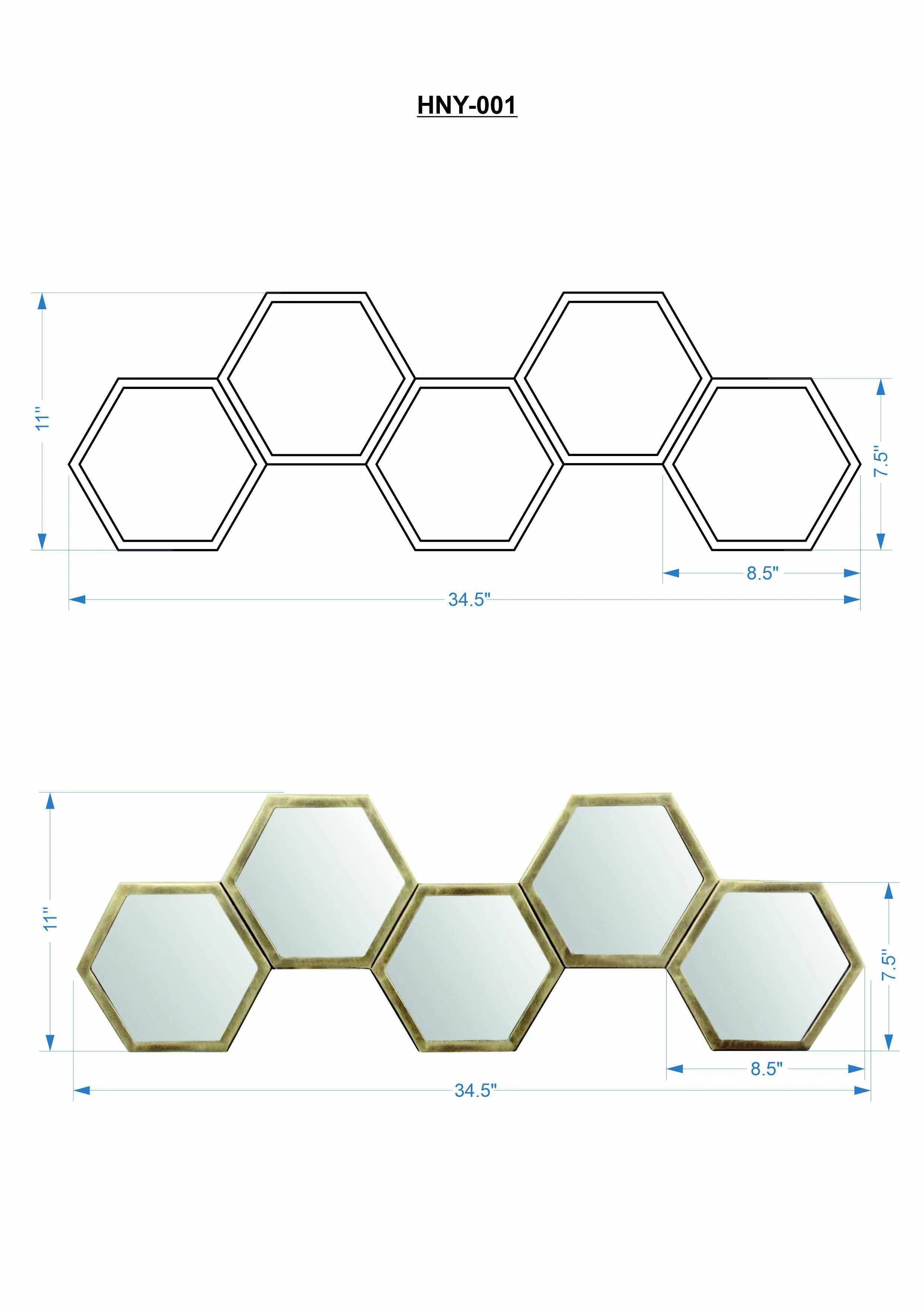 Gitagum Rustic Gold Honeycomb Mirror - Image 6