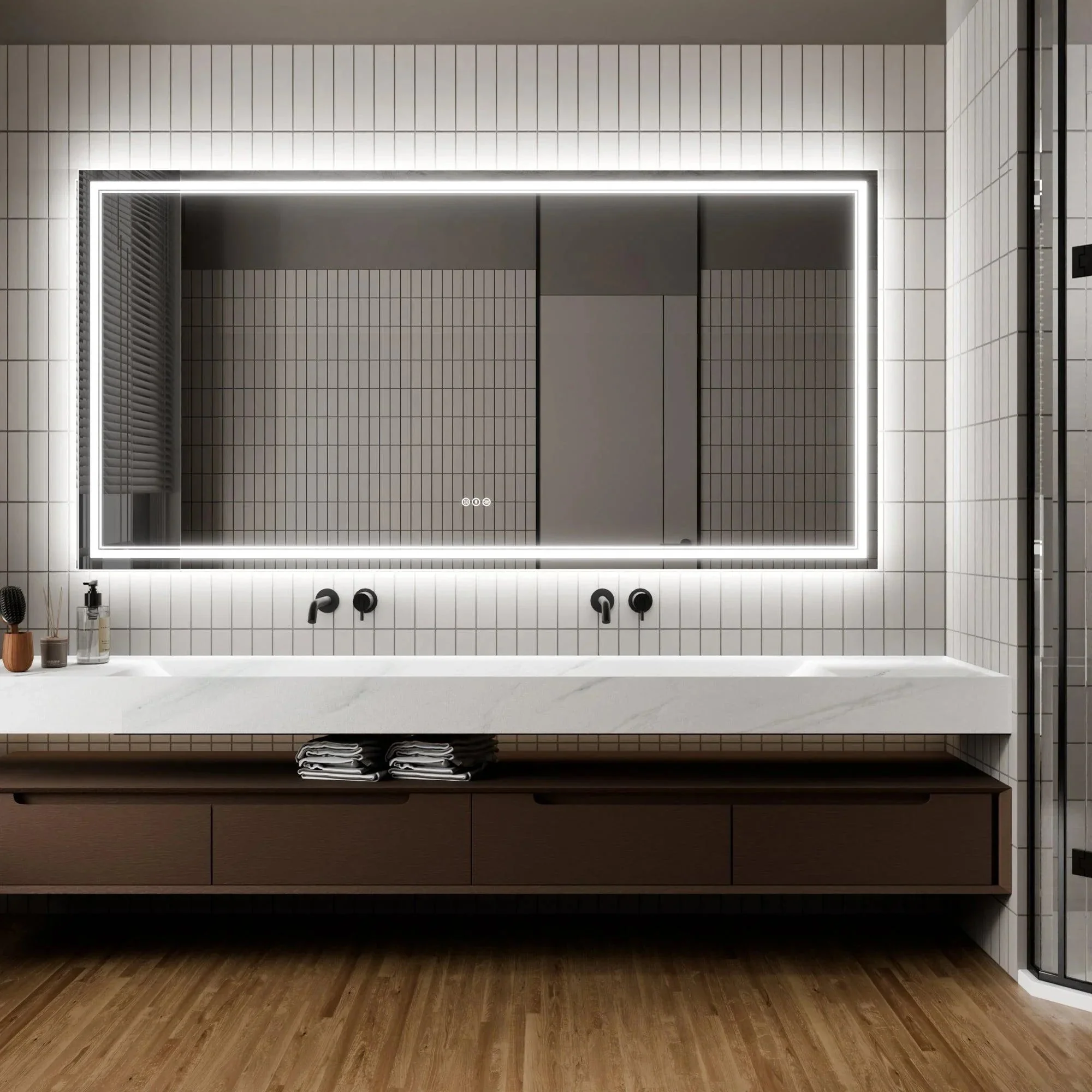 GlareGuard Anti-Fog Bathroom Dimmable Led Mirror Backlit Illuminated Mirror Touch Switch - Image 11