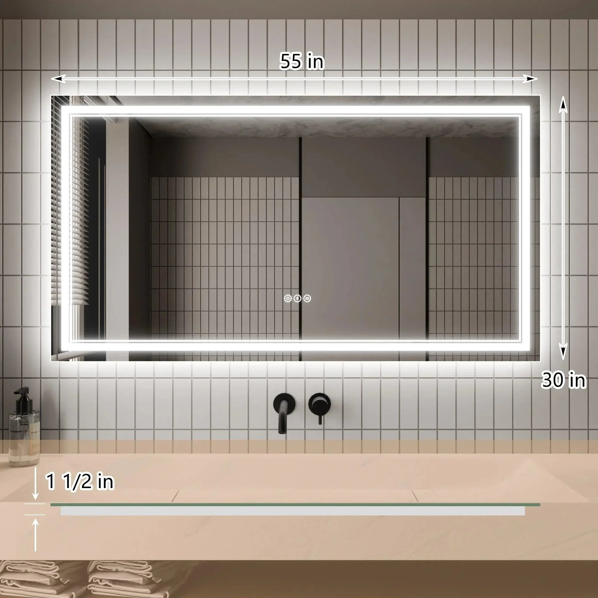 GlareGuard Anti-Fog Bathroom Dimmable Led Mirror Backlit Illuminated Mirror Touch Switch - Image 17