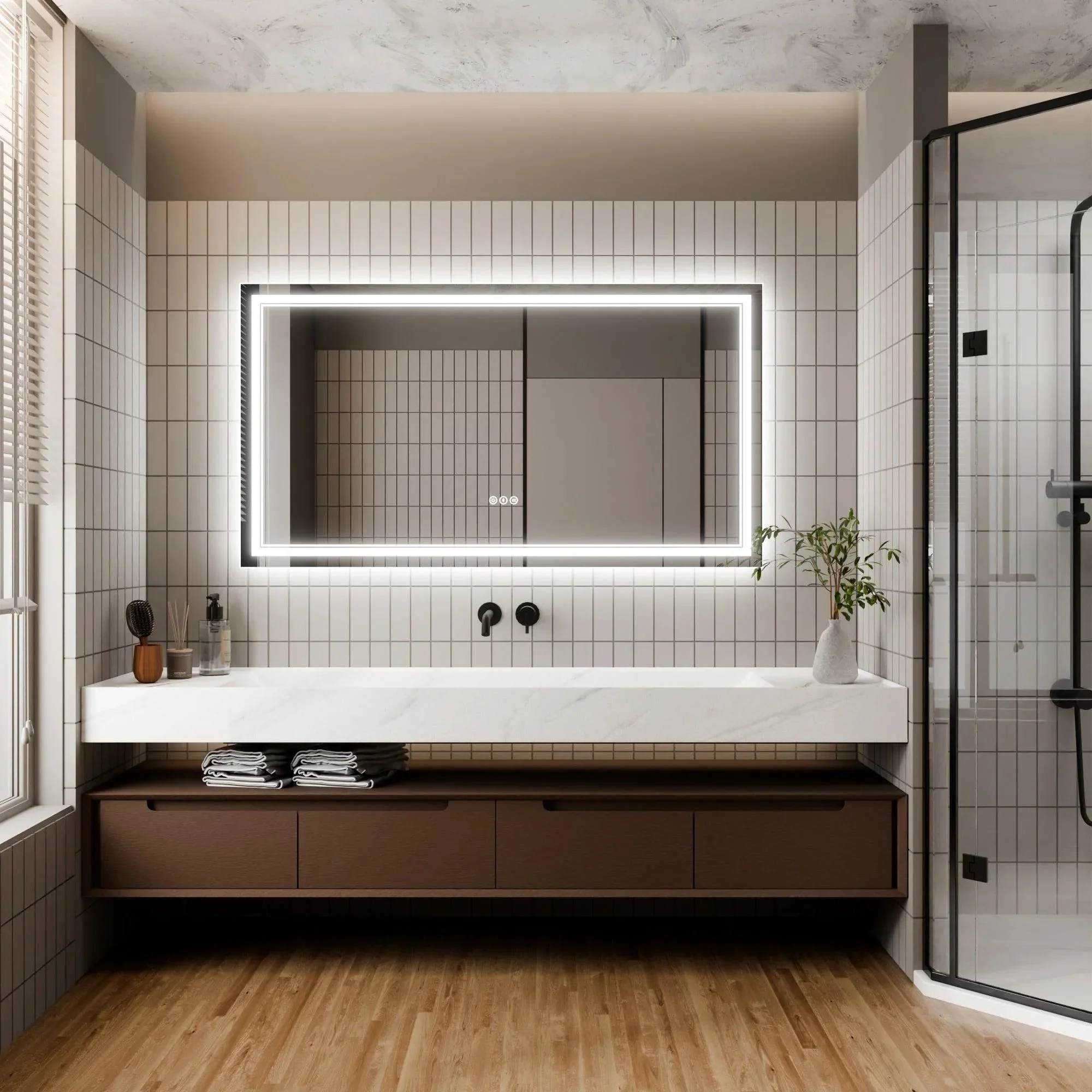 GlareGuard Anti-Fog Bathroom Dimmable Led Mirror Backlit Illuminated Mirror Touch Switch - Image 19