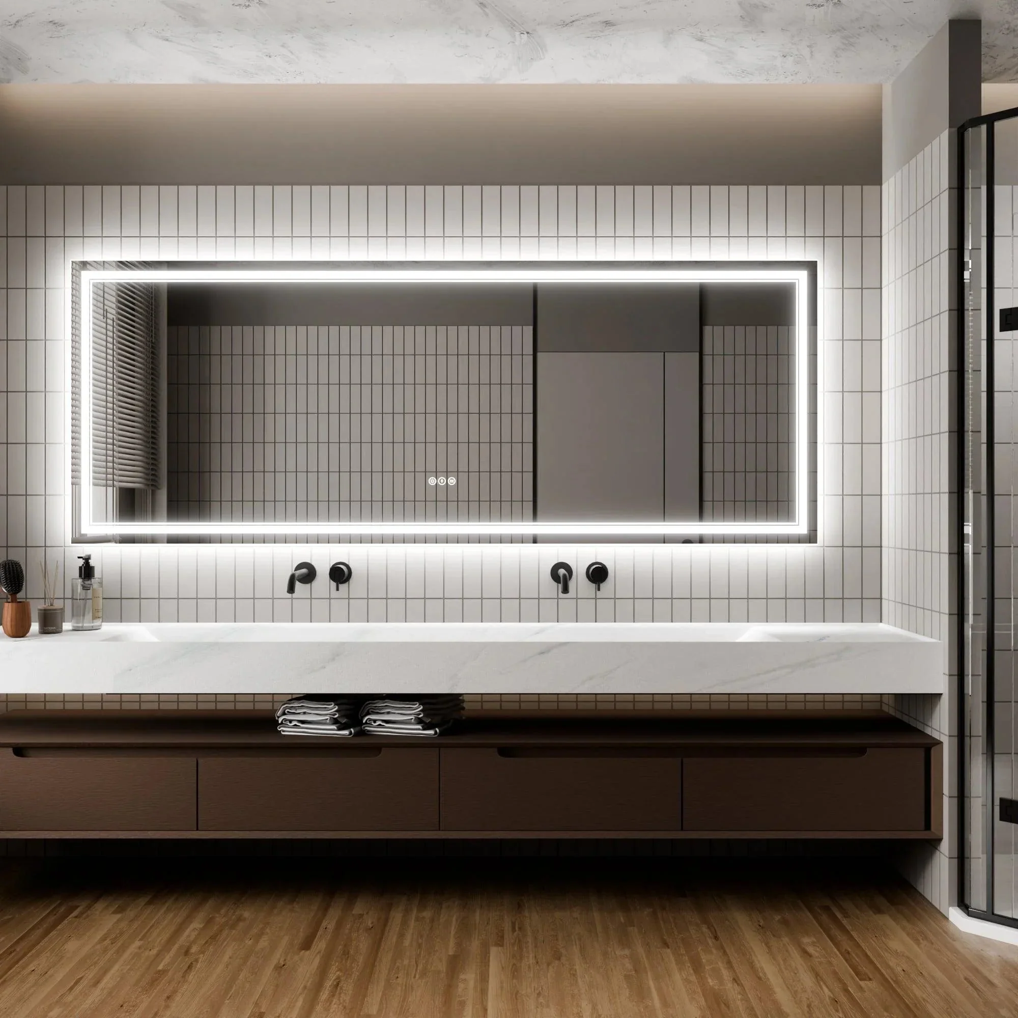 GlareGuard Anti-Fog Bathroom Dimmable Led Mirror Backlit Illuminated Mirror Touch Switch - Image 28