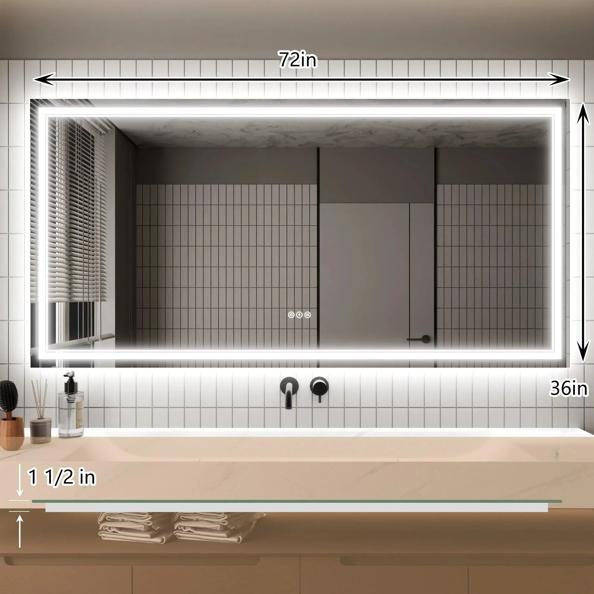 GlareGuard Anti-Fog Bathroom Dimmable Led Mirror Backlit Illuminated Mirror Touch Switch - Image 31