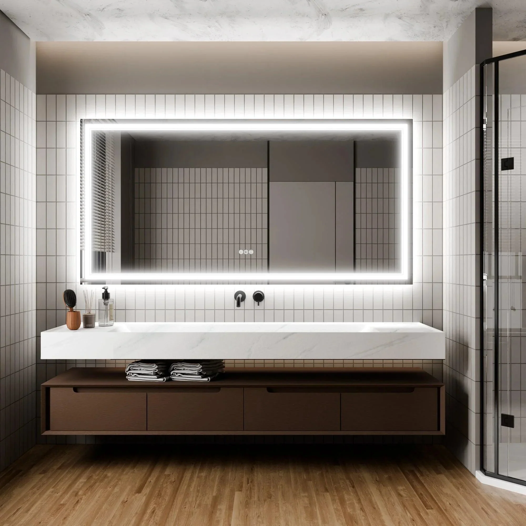 GlareGuard Anti-Fog Bathroom Dimmable Led Mirror Backlit Illuminated Mirror Touch Switch - Image 37