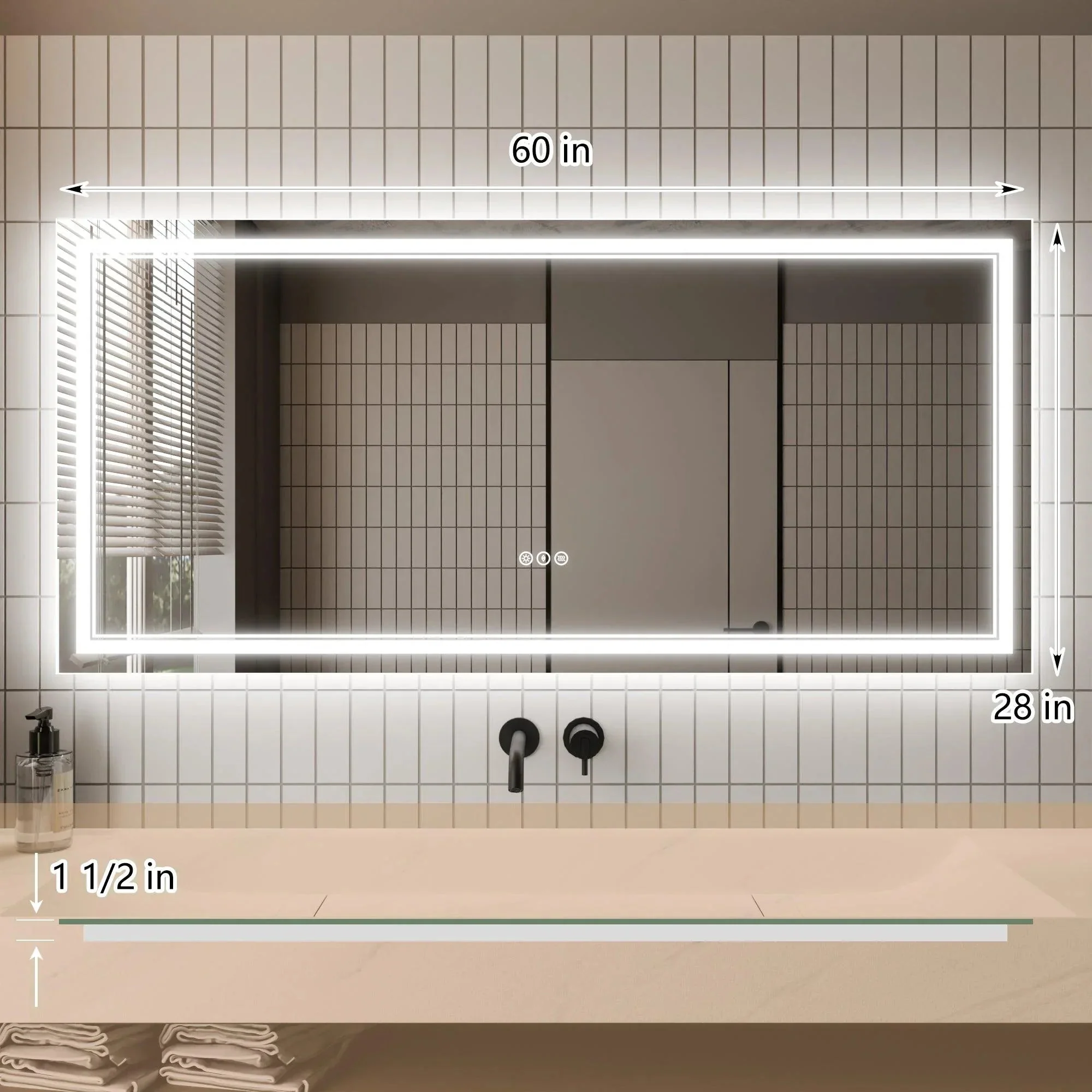 GlareGuard Anti-Fog Bathroom Dimmable Led Mirror Backlit Illuminated Mirror Touch Switch - Image 38