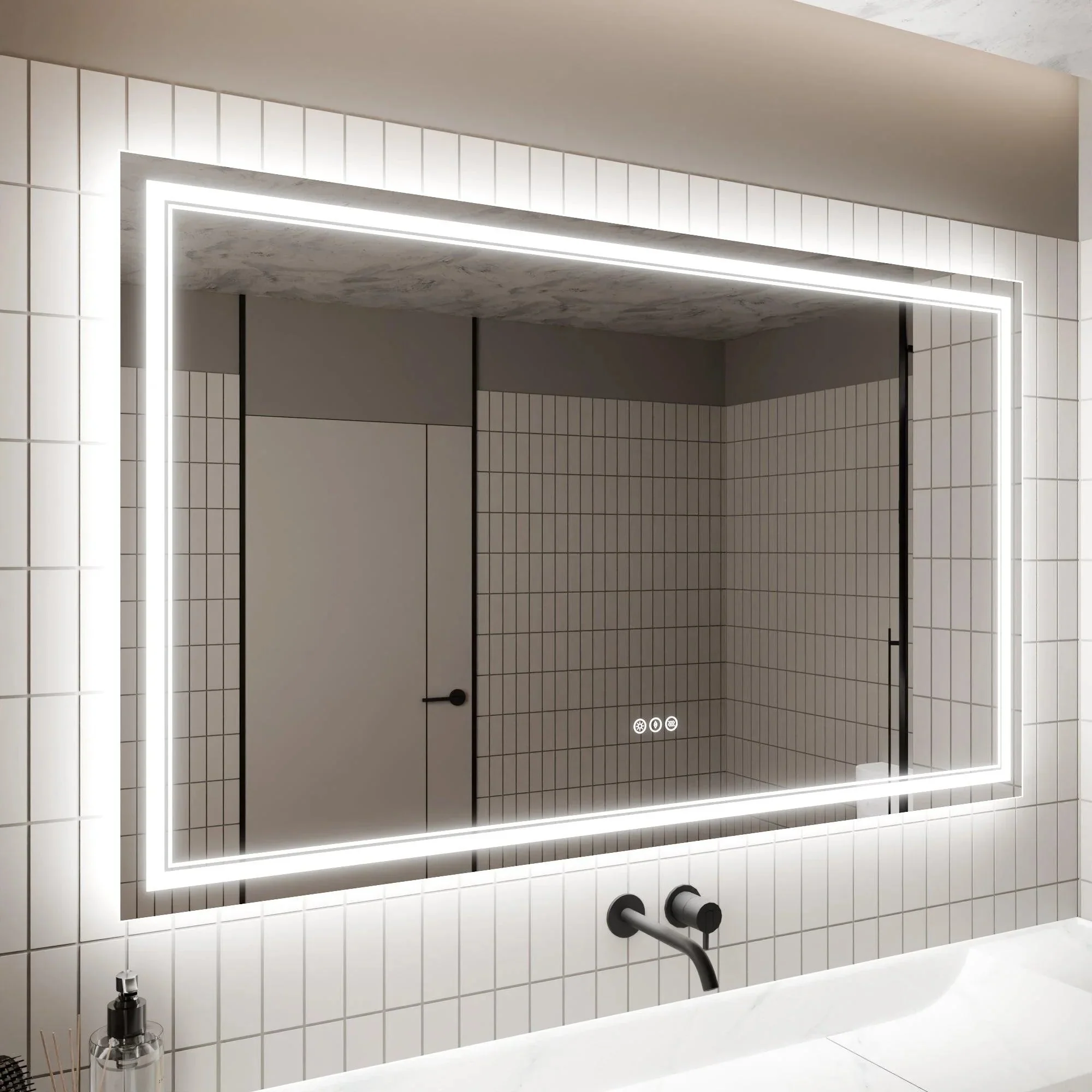 GlareGuard Anti-Fog Bathroom Dimmable Led Mirror Backlit Illuminated Mirror Touch Switch - Image 43