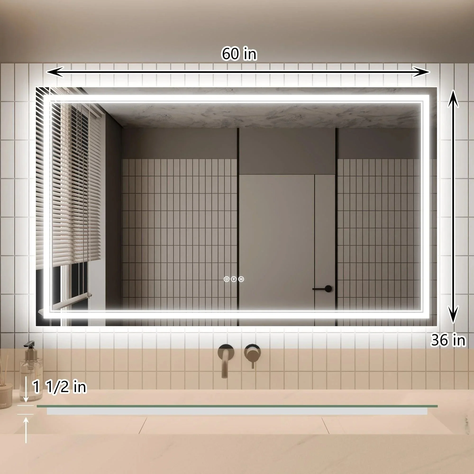 GlareGuard Anti-Fog Bathroom Dimmable Led Mirror Backlit Illuminated Mirror Touch Switch - Image 46
