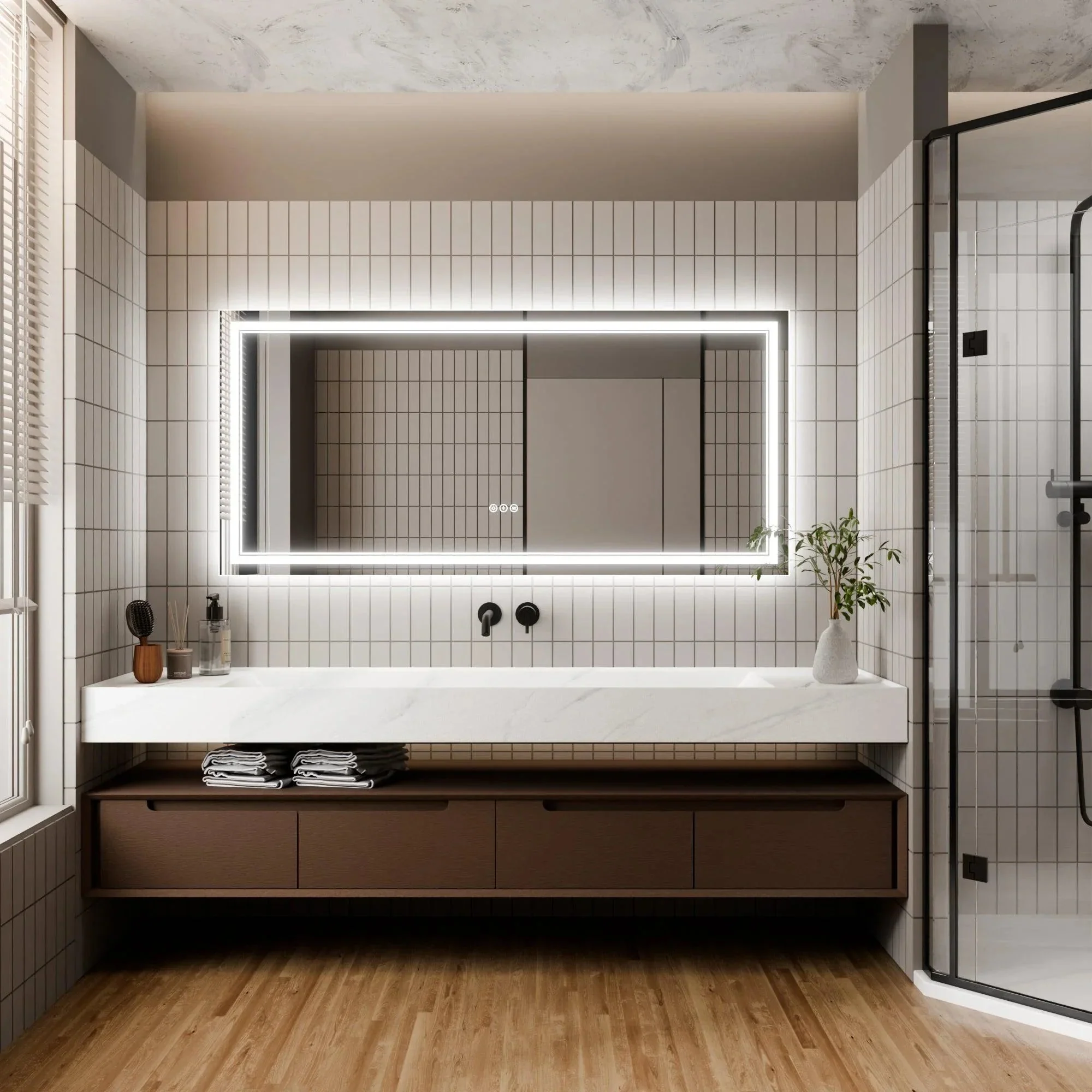 GlareGuard Anti-Fog Bathroom Dimmable Led Mirror Backlit Illuminated Mirror Touch Switch - Image 48