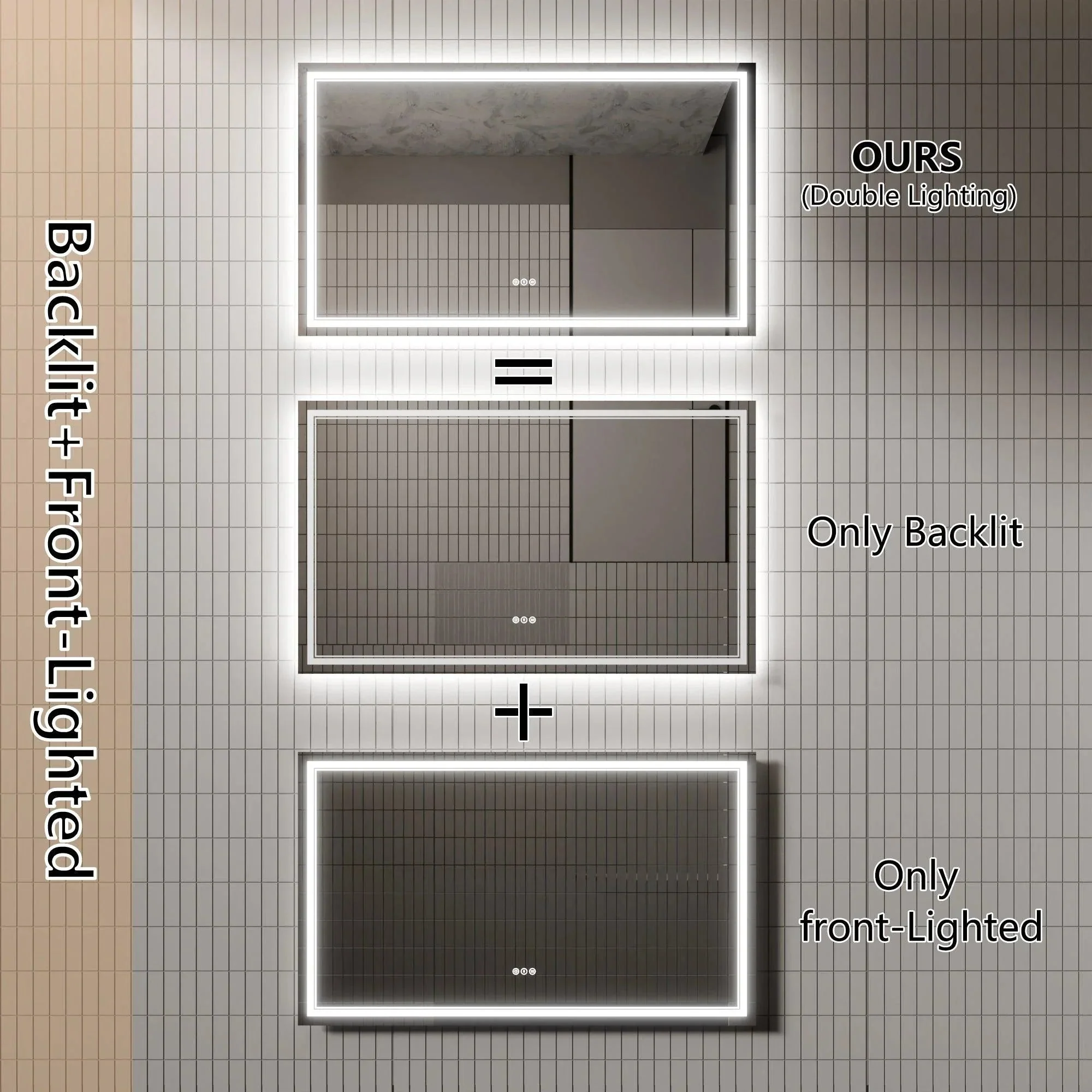 GlareGuard Anti-Fog Bathroom Dimmable Led Mirror Backlit Illuminated Mirror Touch Switch - Image 49