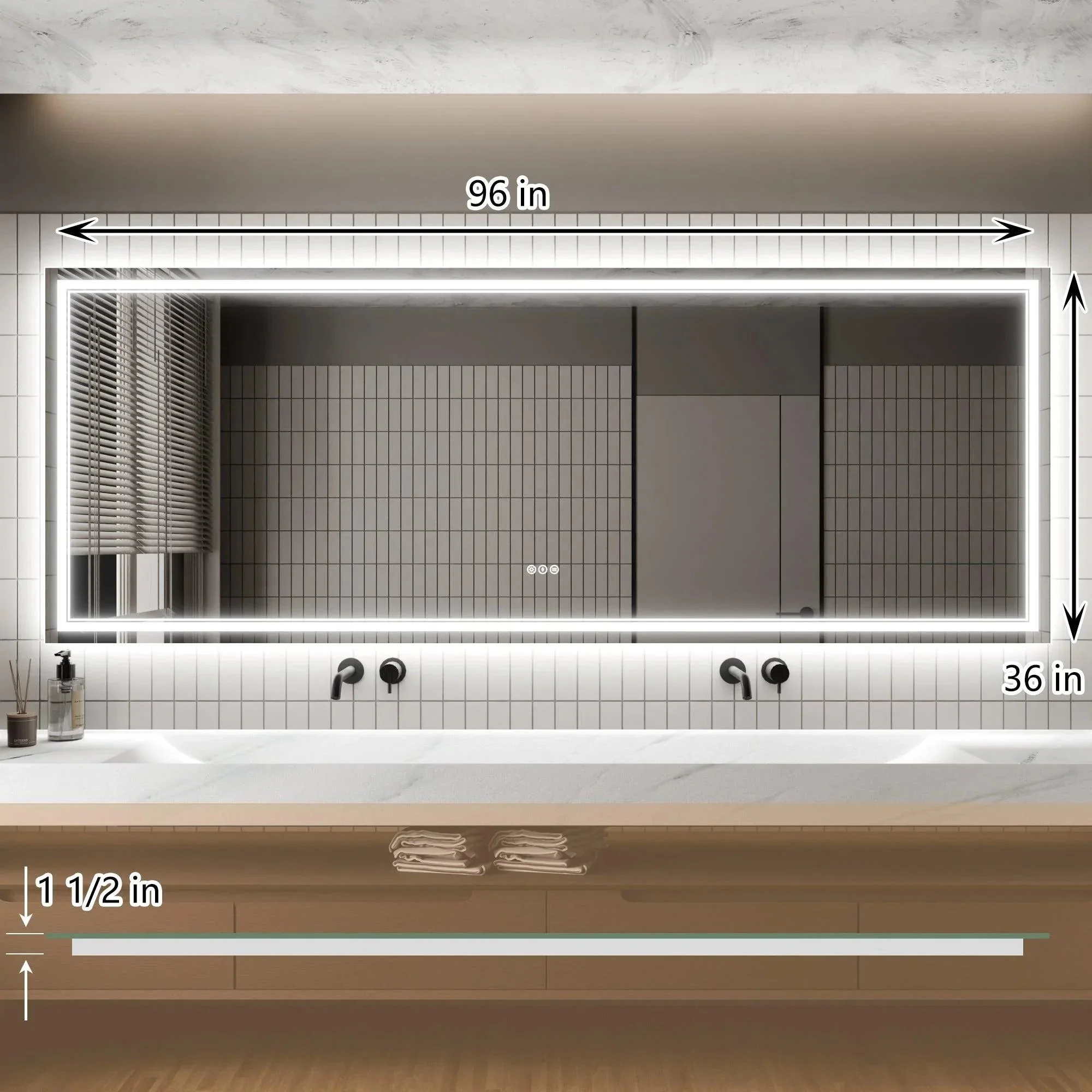 GlareGuard Anti-Fog Bathroom Dimmable Led Mirror Backlit Illuminated Mirror Touch Switch - Image 51
