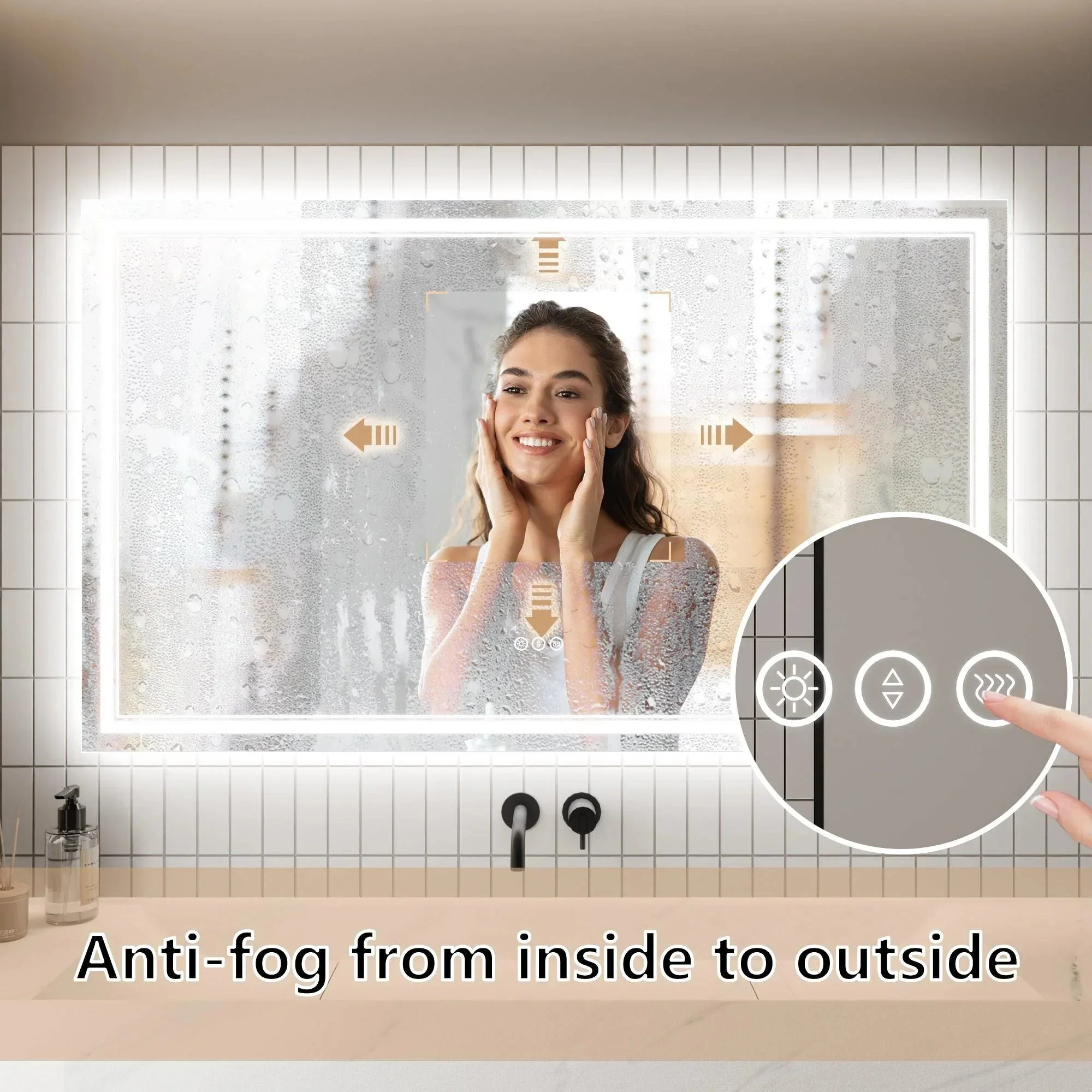 GlareGuard Anti-Fog Bathroom Dimmable Led Mirror Backlit Illuminated Mirror Touch Switch - Image 53
