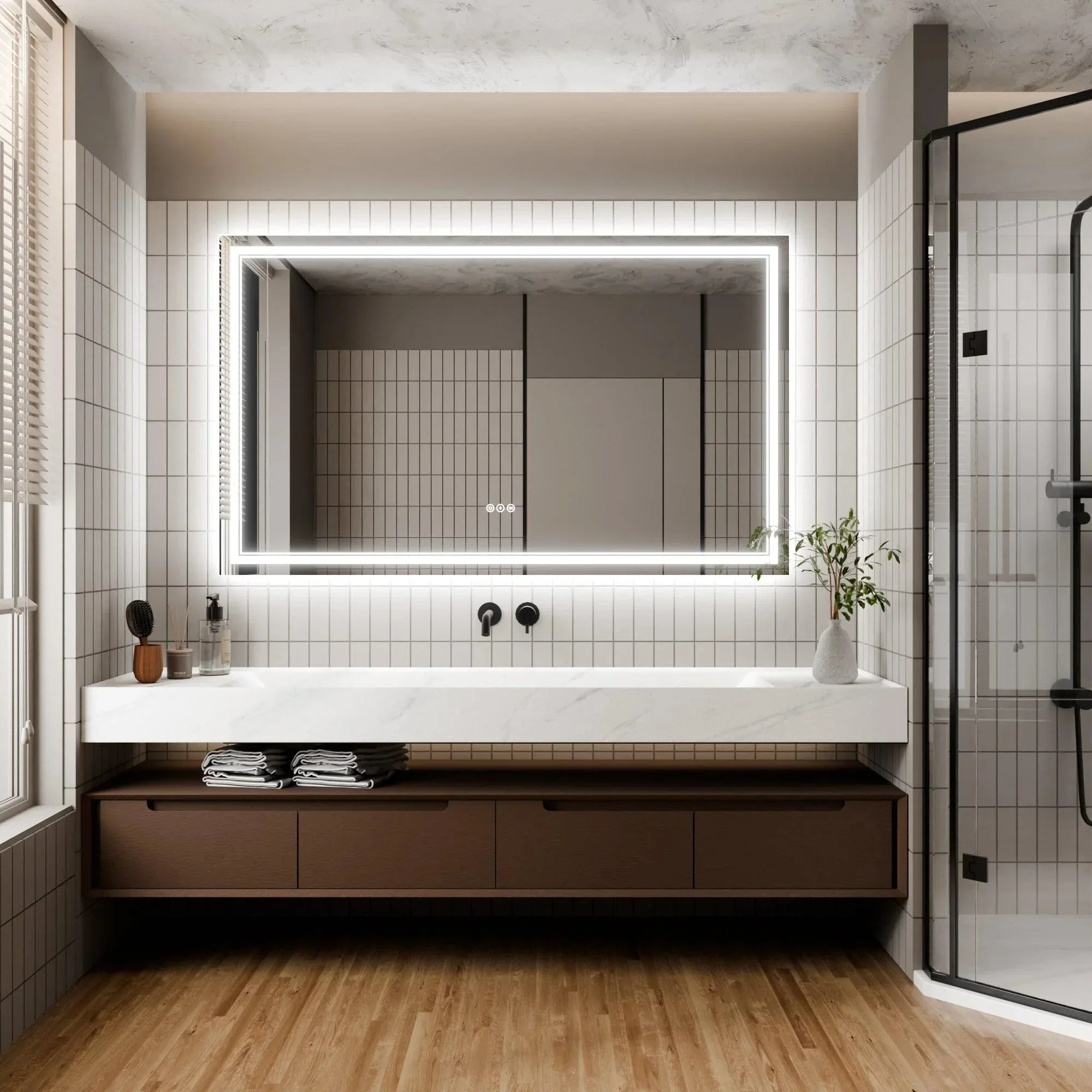 GlareGuard Anti-Fog Bathroom Dimmable Led Mirror Backlit Illuminated Mirror Touch Switch - Image 55