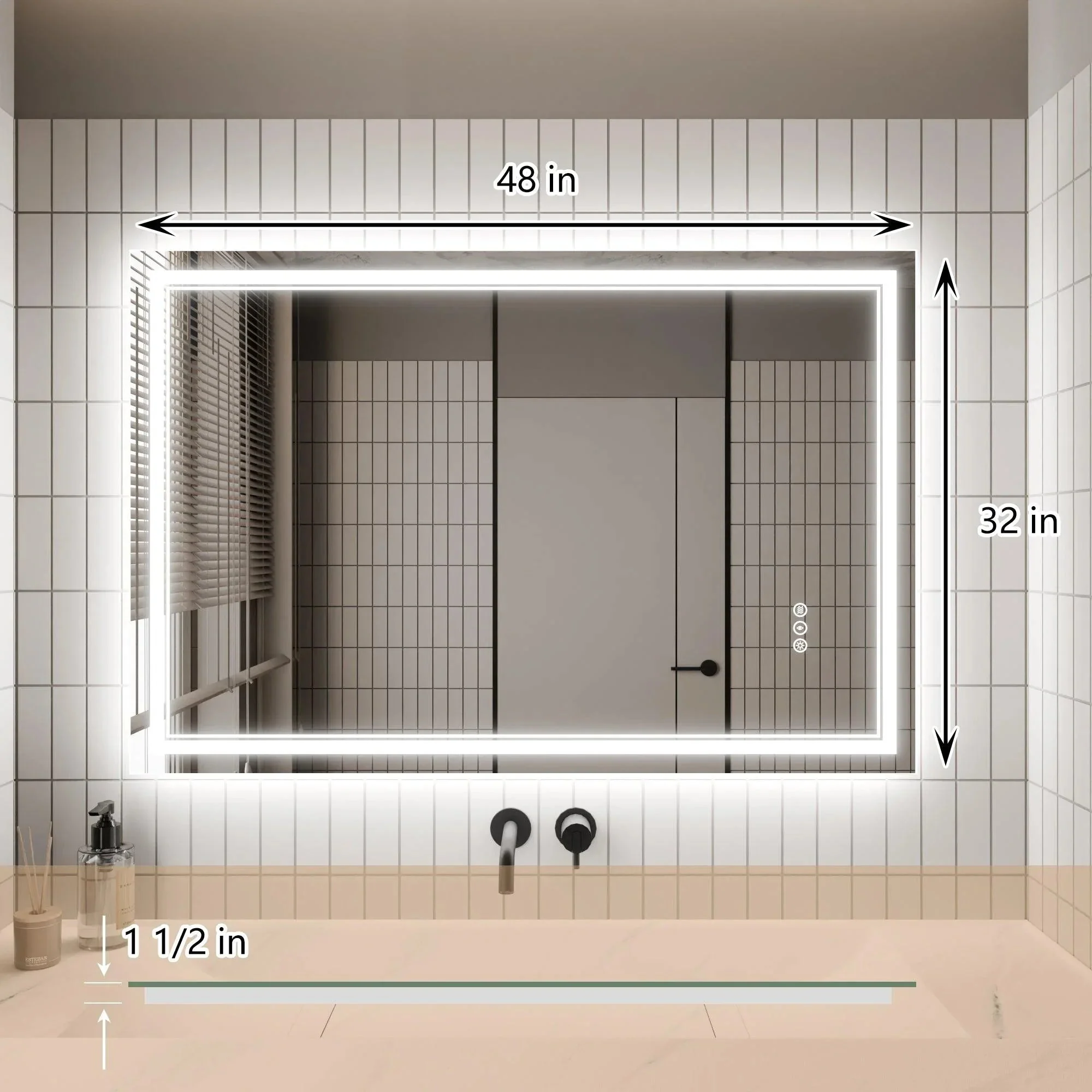 GlareGuard Anti-Fog Bathroom Dimmable Led Mirror Backlit Illuminated Mirror Touch Switch - Image 7