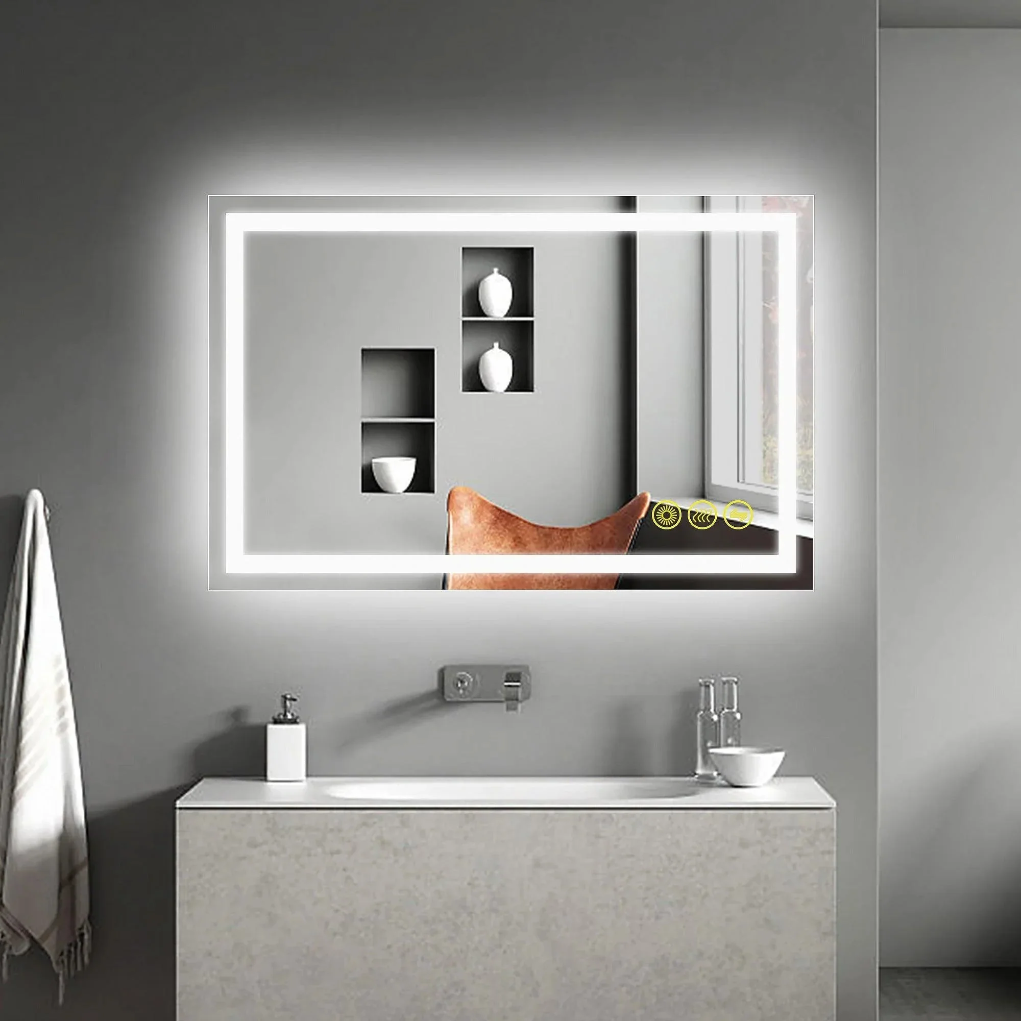 GlareGuard Anti-Fog Bathroom Led Mirror Backlit Illuminated Mirror Touch Switch Dimmable - Image 18
