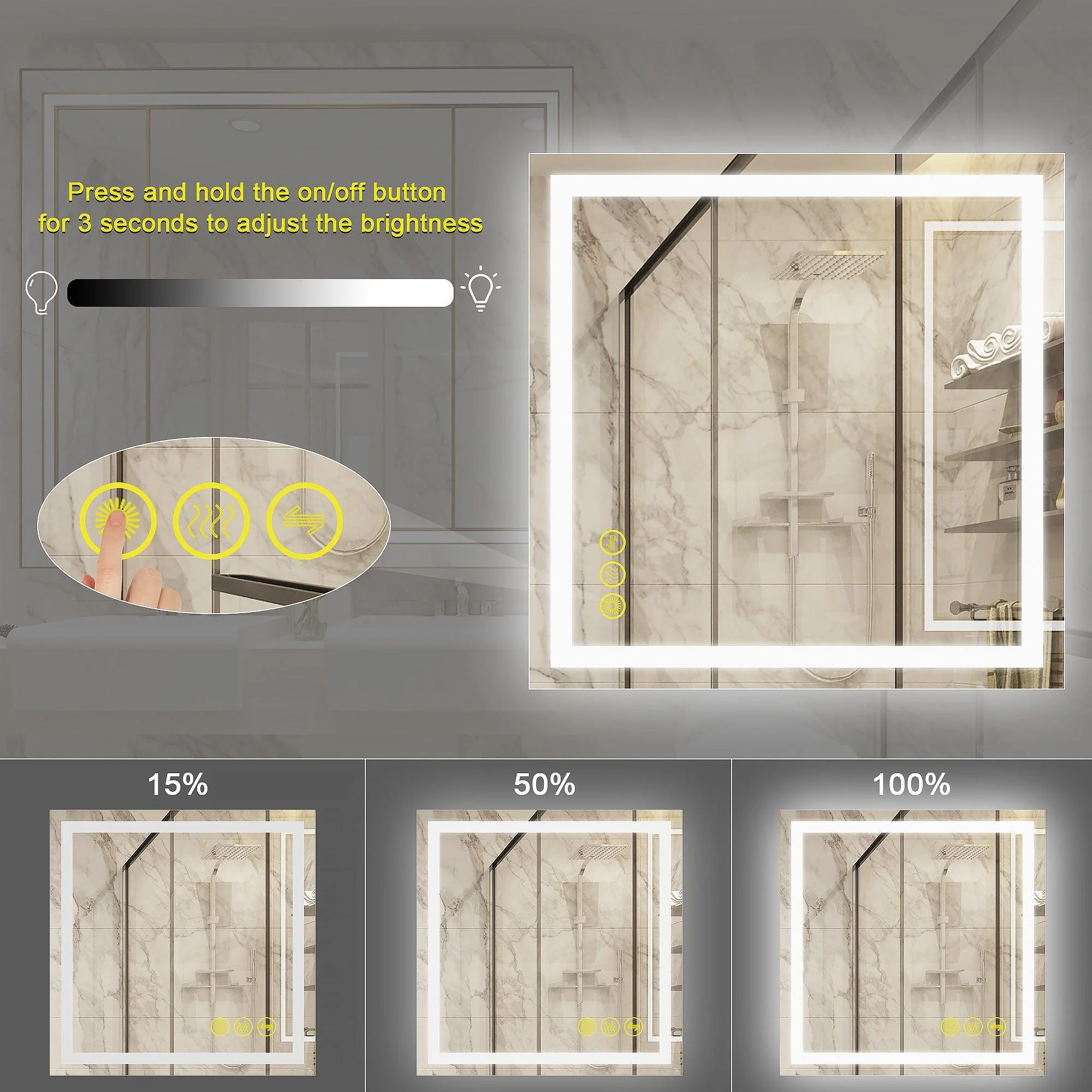 GlareGuard Anti-Fog Bathroom Led Mirror Backlit Illuminated Mirror Touch Switch Dimmable - Image 28