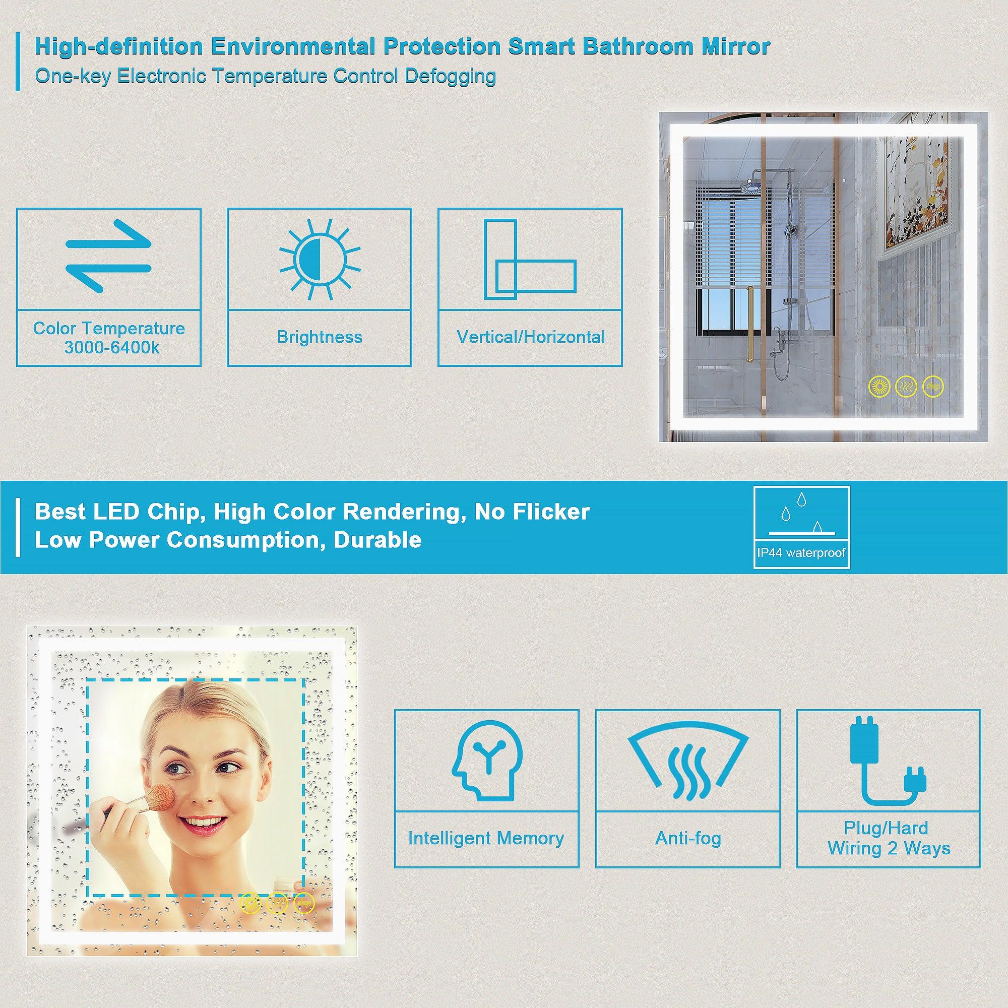 GlareGuard Anti-Fog Bathroom Led Mirror Backlit Illuminated Mirror Touch Switch Dimmable - Image 30