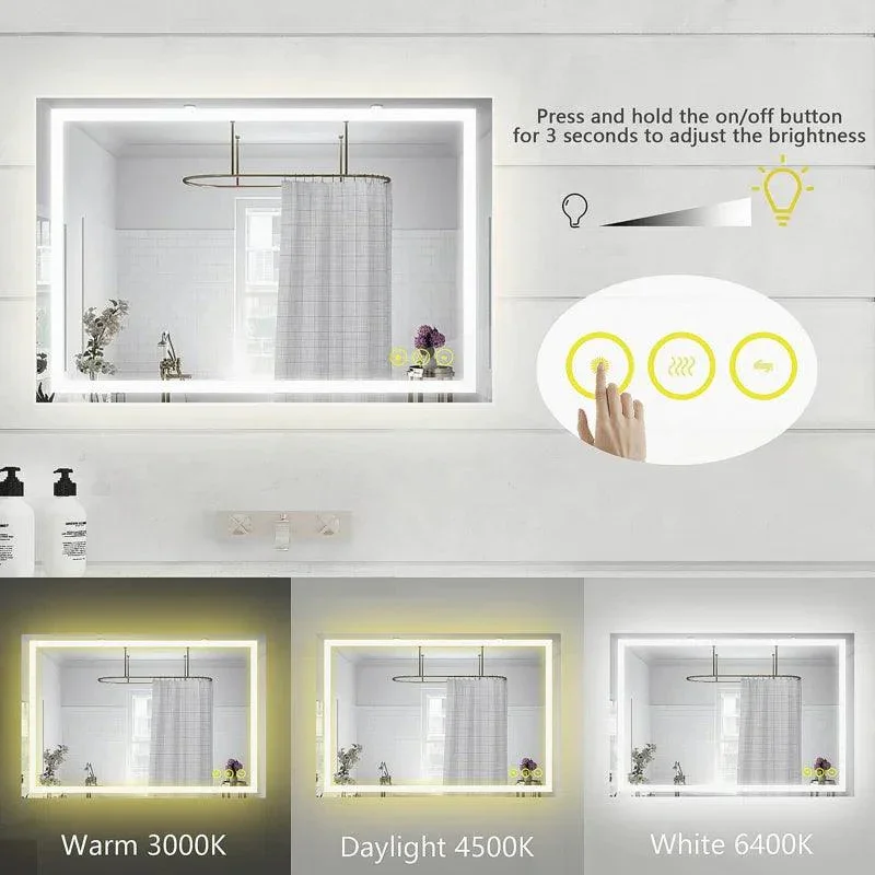 GlareGuard Anti-Fog Bathroom Led Mirror Backlit Illuminated Mirror Touch Switch Dimmable - Image 4