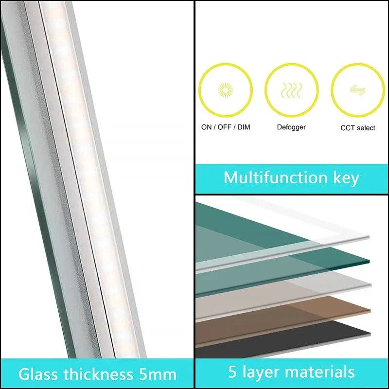 GlareGuard Anti-Fog Bathroom Led Mirror Backlit Illuminated Mirror Touch Switch Dimmable - Image 5