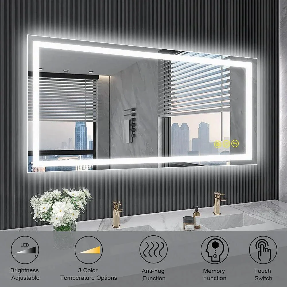 GlareGuard Rectangular Anti-Fog Dimmable Backlit LED Bathroom Vanity Mirror - Image 10
