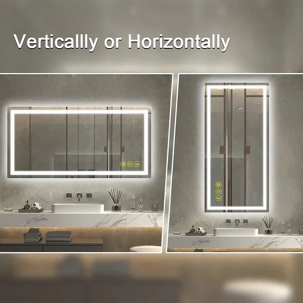 GlareGuard Rectangular Anti-Fog Dimmable Backlit LED Bathroom Vanity Mirror - Image 11