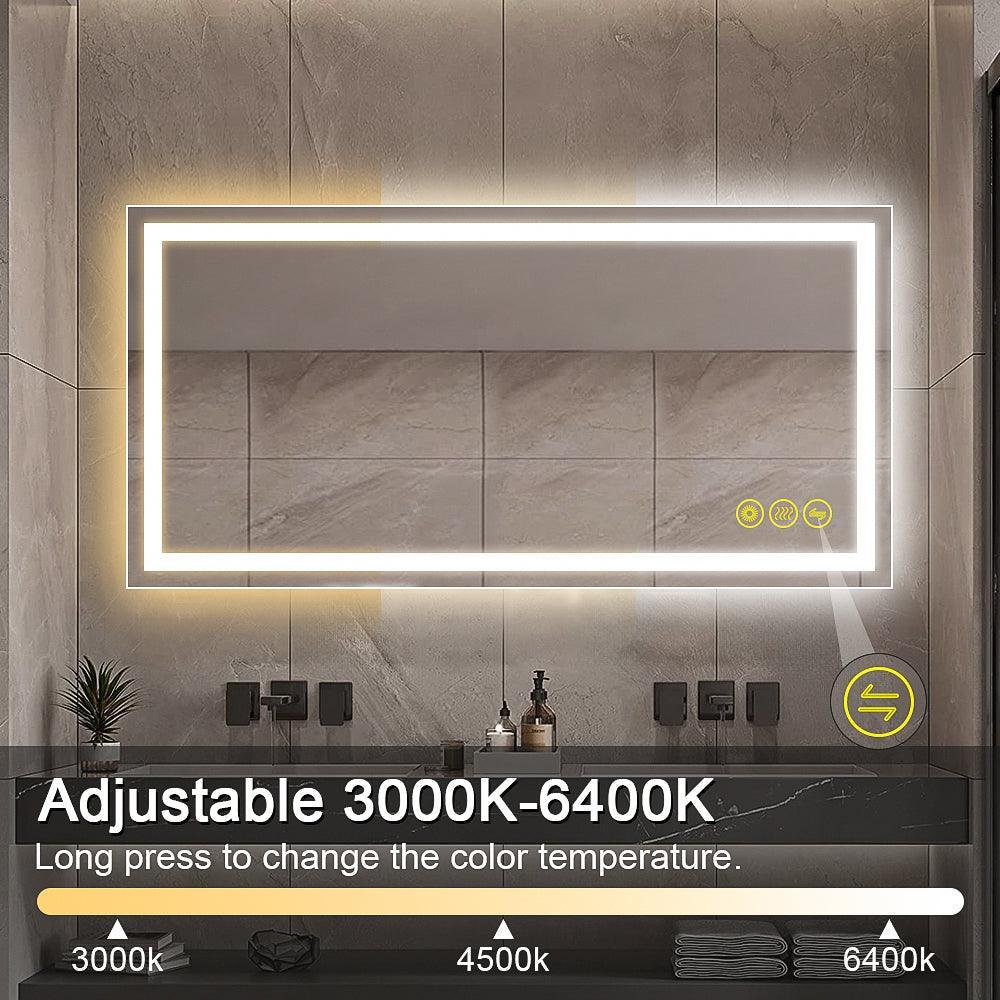 GlareGuard Rectangular Anti-Fog Dimmable Backlit LED Bathroom Vanity Mirror - Image 13