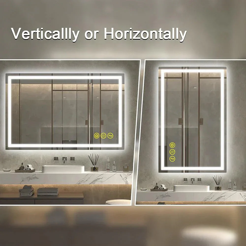GlareGuard Rectangular Anti-Fog Dimmable Backlit LED Bathroom Vanity Mirror - Image 16