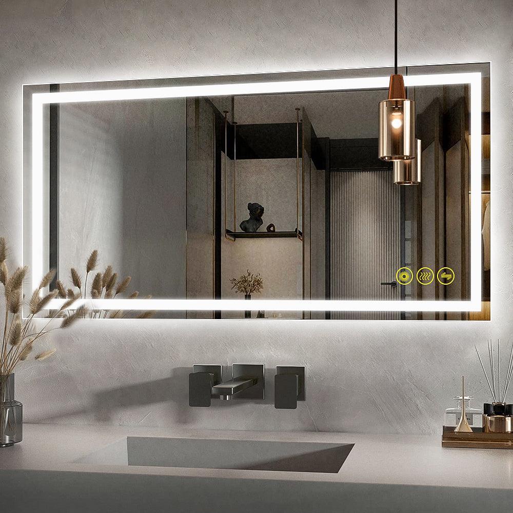 GlareGuard Rectangular Anti-Fog Dimmable Backlit LED Bathroom Vanity Mirror - Image 17