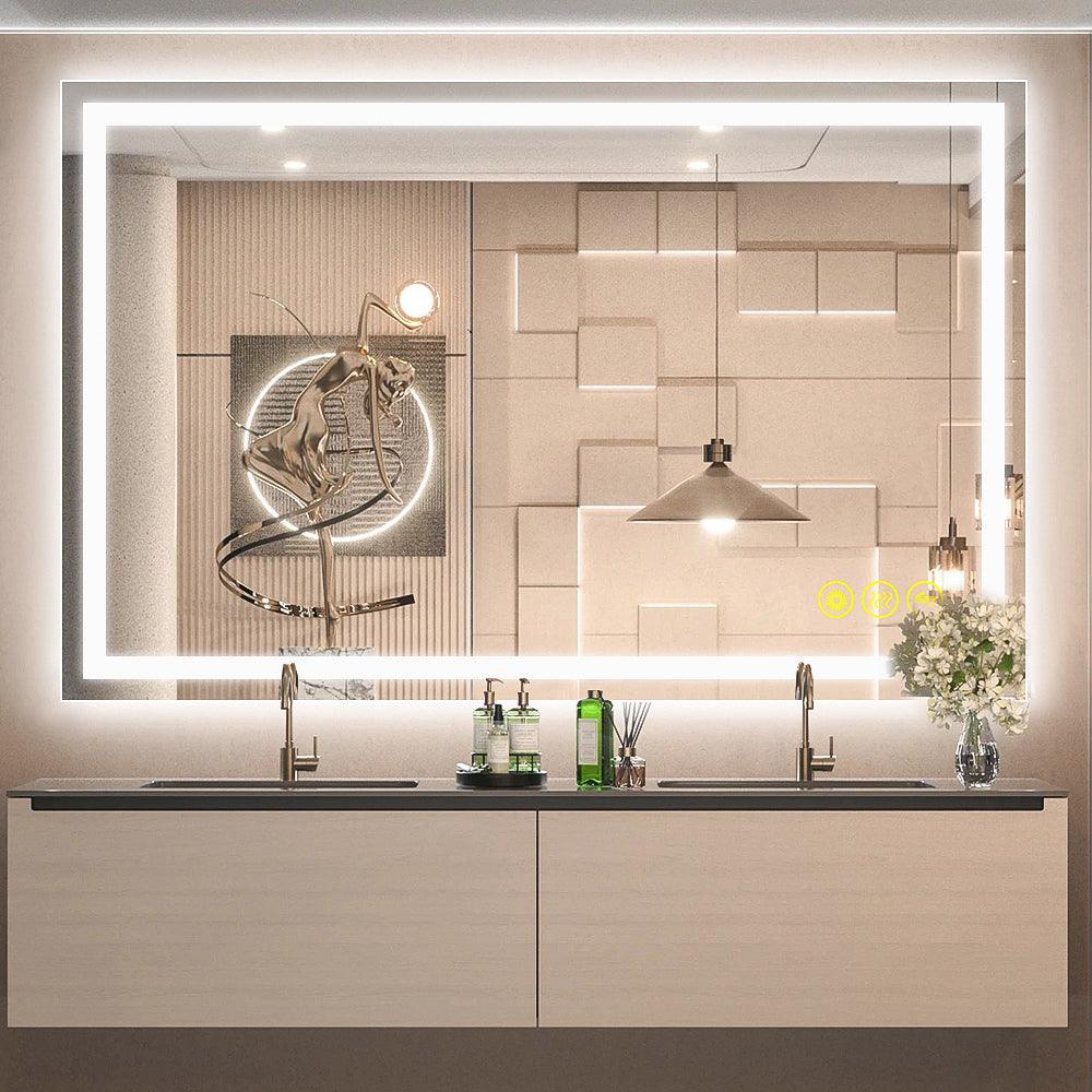 GlareGuard Rectangular Anti-Fog Dimmable Backlit LED Bathroom Vanity Mirror - Image 18