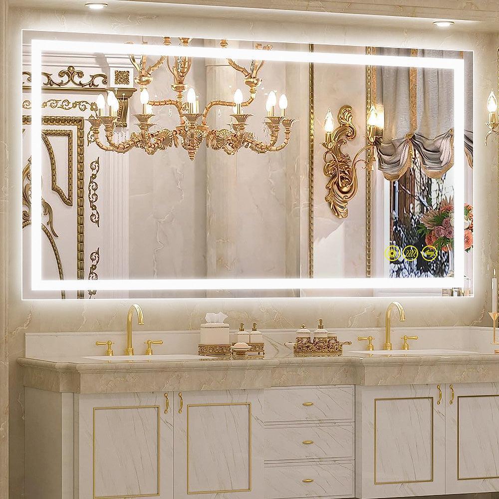 GlareGuard Rectangular Anti-Fog Dimmable Backlit LED Bathroom Vanity Mirror - Image 2