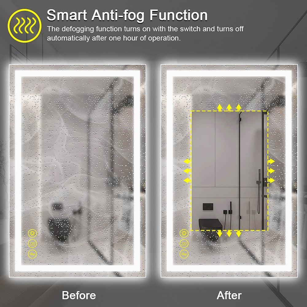GlareGuard Rectangular Anti-Fog Dimmable Backlit LED Bathroom Vanity Mirror - Image 20