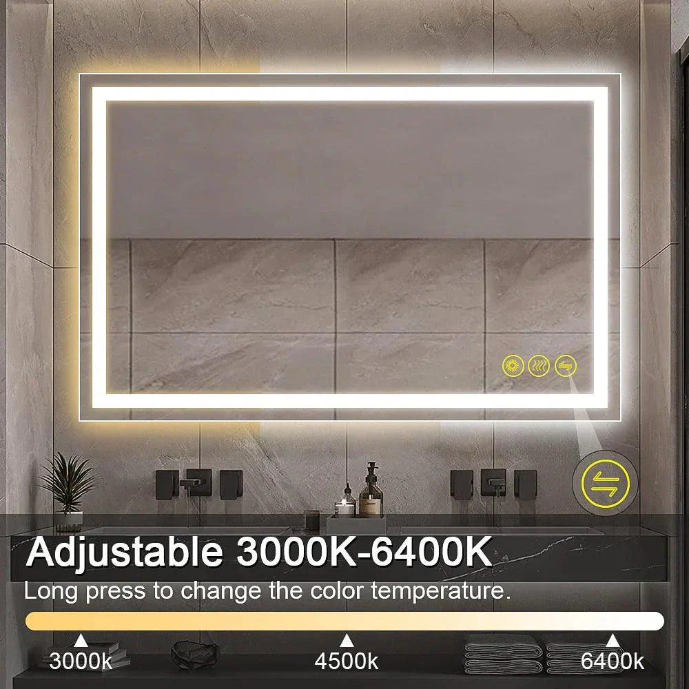 GlareGuard Rectangular Anti-Fog Dimmable Backlit LED Bathroom Vanity Mirror - Image 21