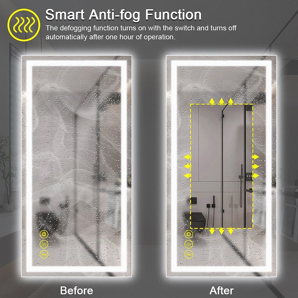 GlareGuard Rectangular Anti-Fog Dimmable Backlit LED Bathroom Vanity Mirror - Image 23