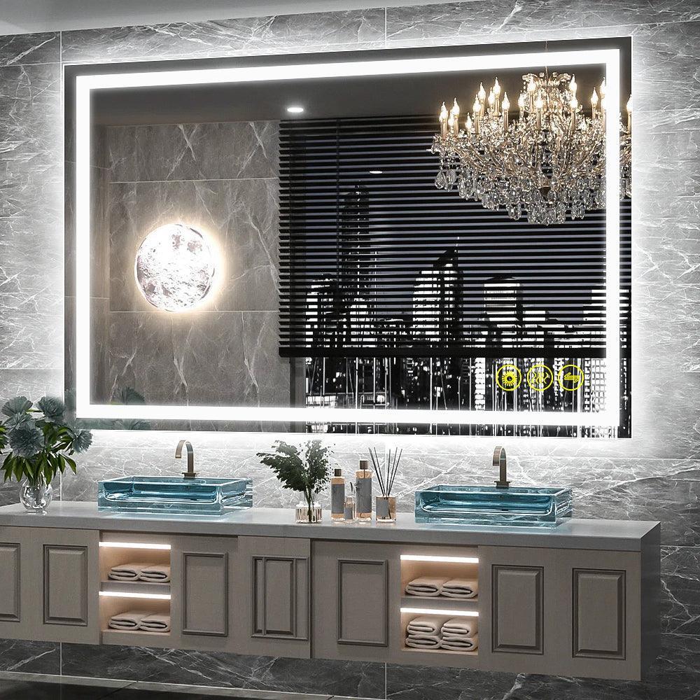 GlareGuard Rectangular Anti-Fog Dimmable Backlit LED Bathroom Vanity Mirror - Image 24