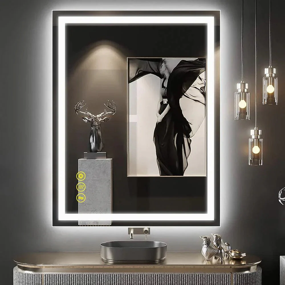 GlareGuard Rectangular Anti-Fog Dimmable Backlit LED Bathroom Vanity Mirror - Image 26