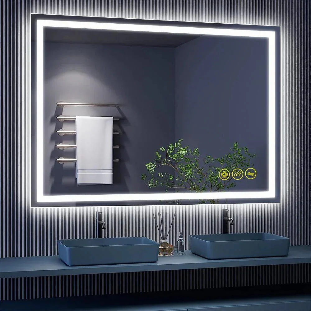 GlareGuard Rectangular Anti-Fog Dimmable Backlit LED Bathroom Vanity Mirror - Image 28