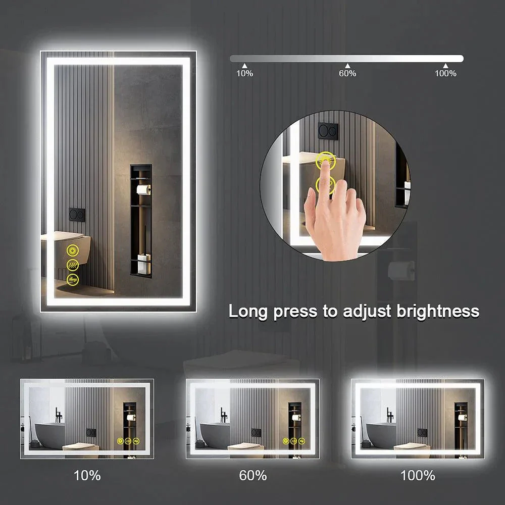GlareGuard Rectangular Anti-Fog Dimmable Backlit LED Bathroom Vanity Mirror - Image 3