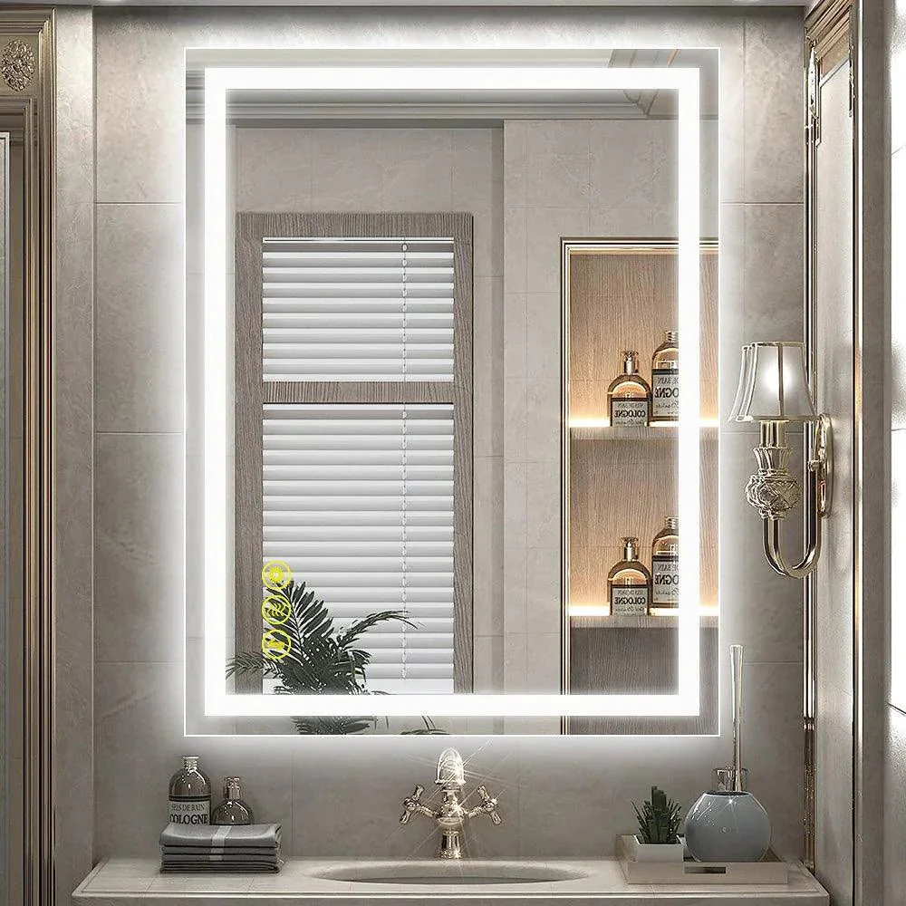 GlareGuard Rectangular Anti-Fog Dimmable Backlit LED Bathroom Vanity Mirror - Image 30