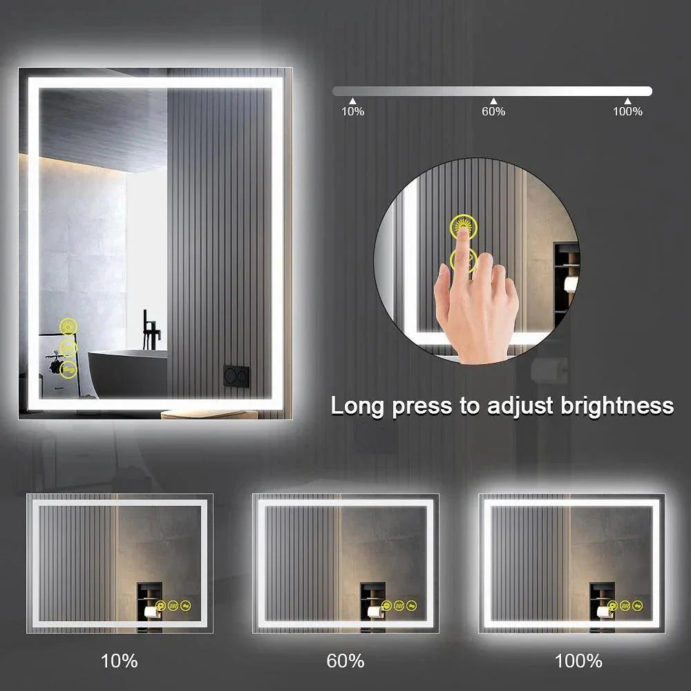 GlareGuard Rectangular Anti-Fog Dimmable Backlit LED Bathroom Vanity Mirror - Image 32