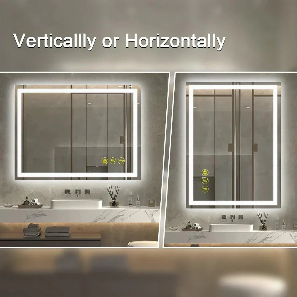 GlareGuard Rectangular Anti-Fog Dimmable Backlit LED Bathroom Vanity Mirror - Image 33