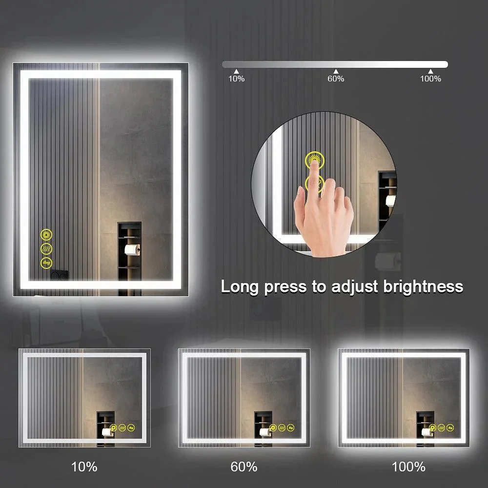GlareGuard Rectangular Anti-Fog Dimmable Backlit LED Bathroom Vanity Mirror - Image 34