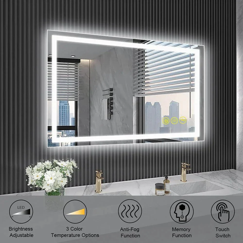 GlareGuard Rectangular Anti-Fog Dimmable Backlit LED Bathroom Vanity Mirror - Image 35