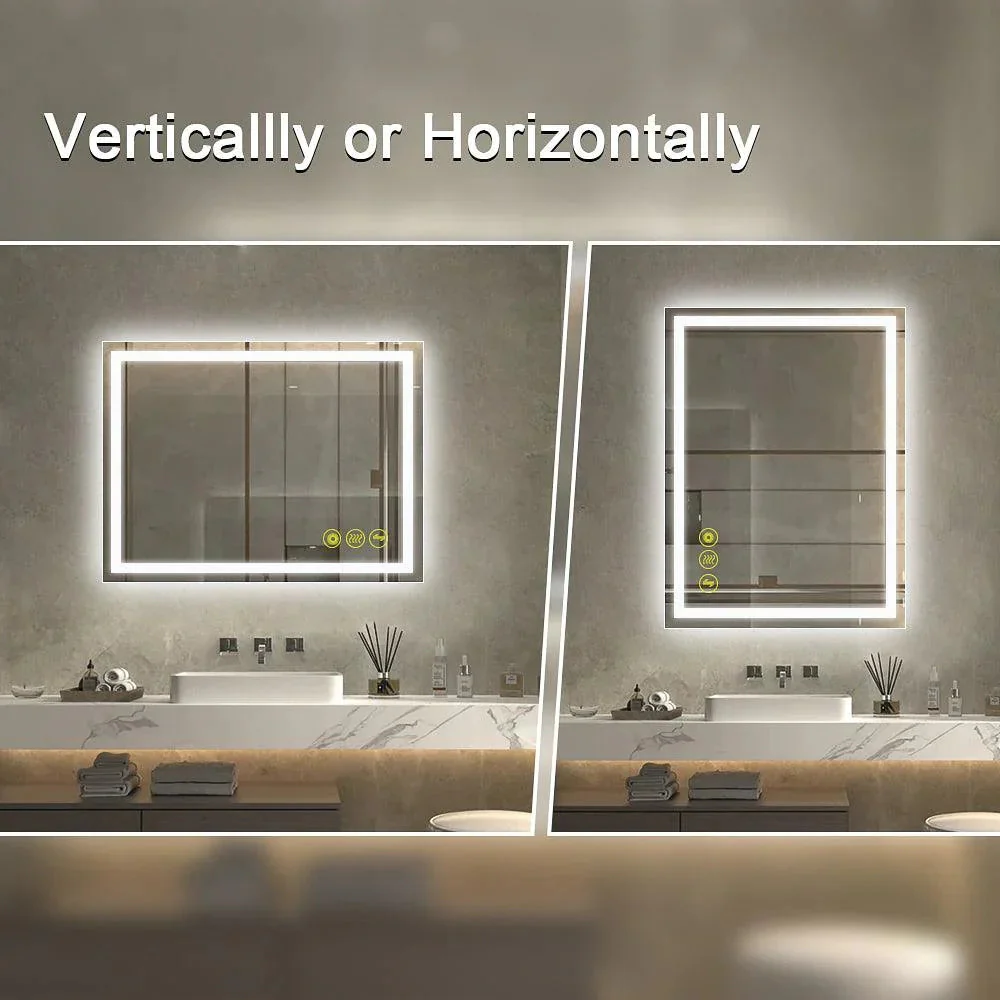 GlareGuard Rectangular Anti-Fog Dimmable Backlit LED Bathroom Vanity Mirror - Image 36