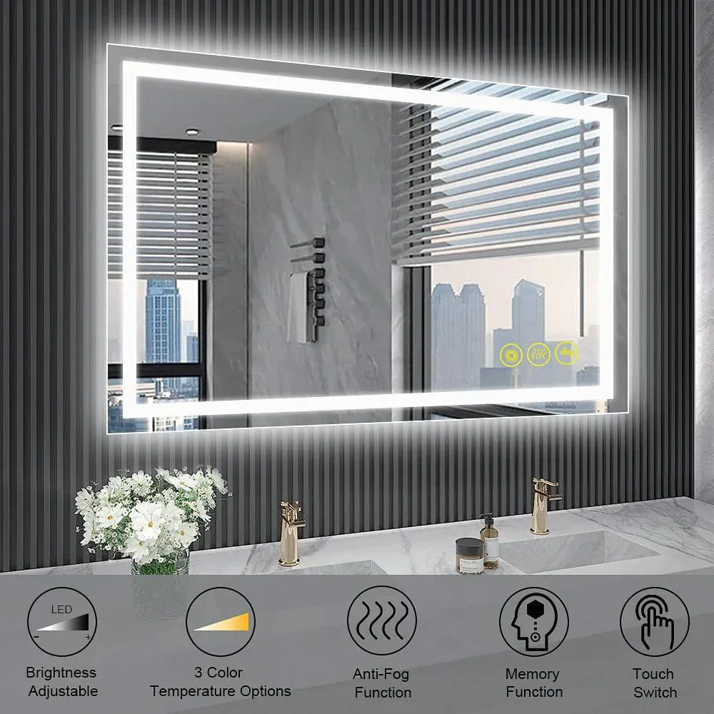 GlareGuard Rectangular Anti-Fog Dimmable Backlit LED Bathroom Vanity Mirror - Image 38