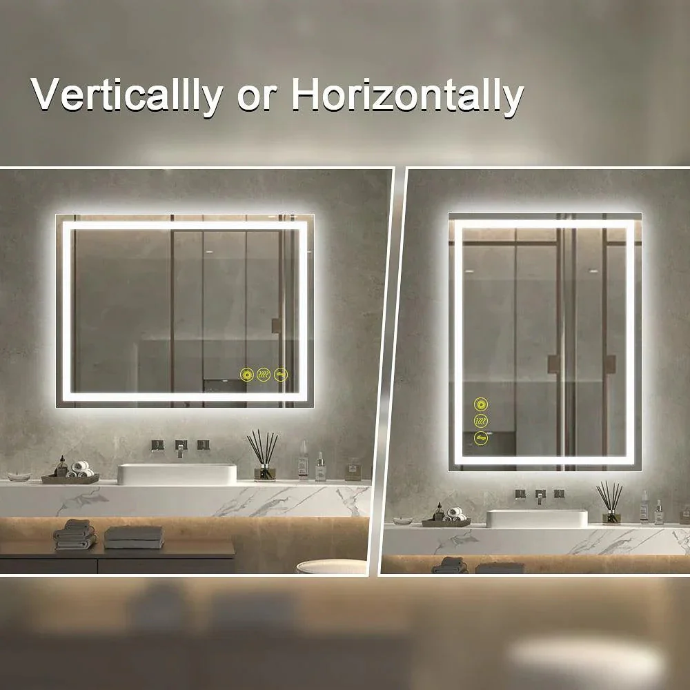 GlareGuard Rectangular Anti-Fog Dimmable Backlit LED Bathroom Vanity Mirror - Image 39