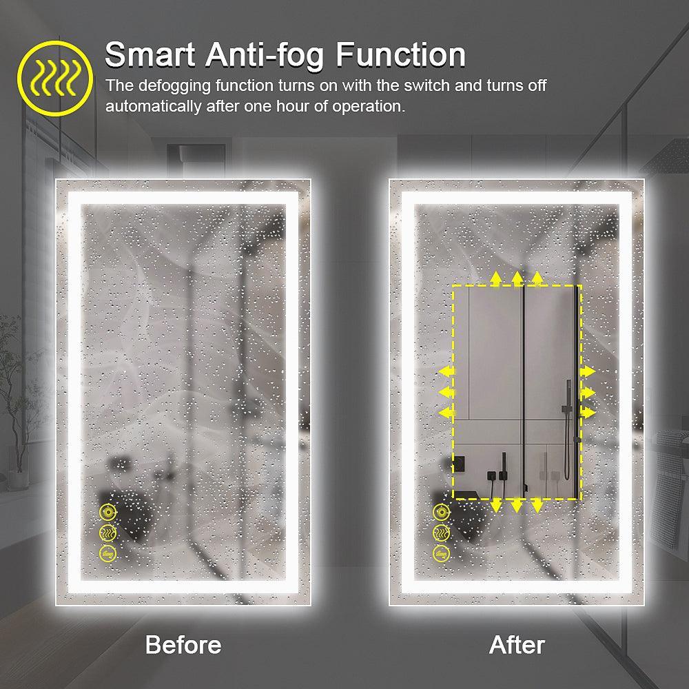 GlareGuard Rectangular Anti-Fog Dimmable Backlit LED Bathroom Vanity Mirror - Image 4