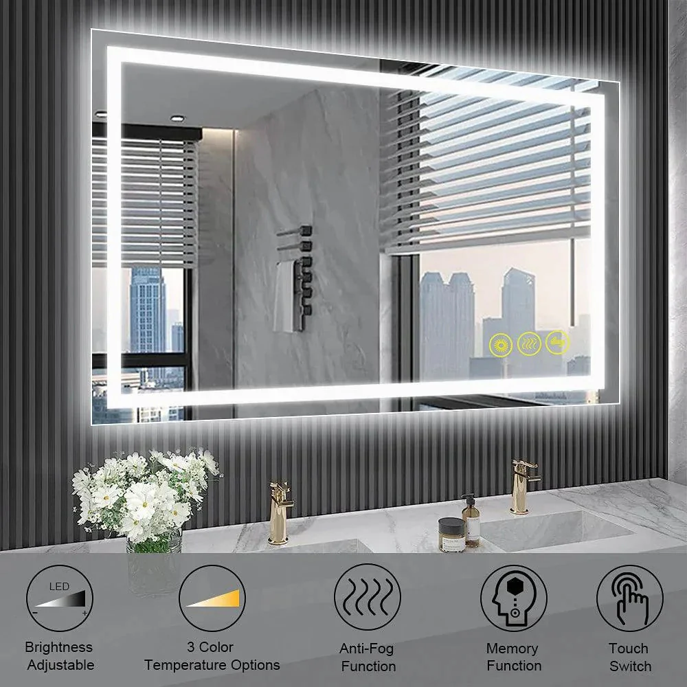 GlareGuard Rectangular Anti-Fog Dimmable Backlit LED Bathroom Vanity Mirror - Image 41