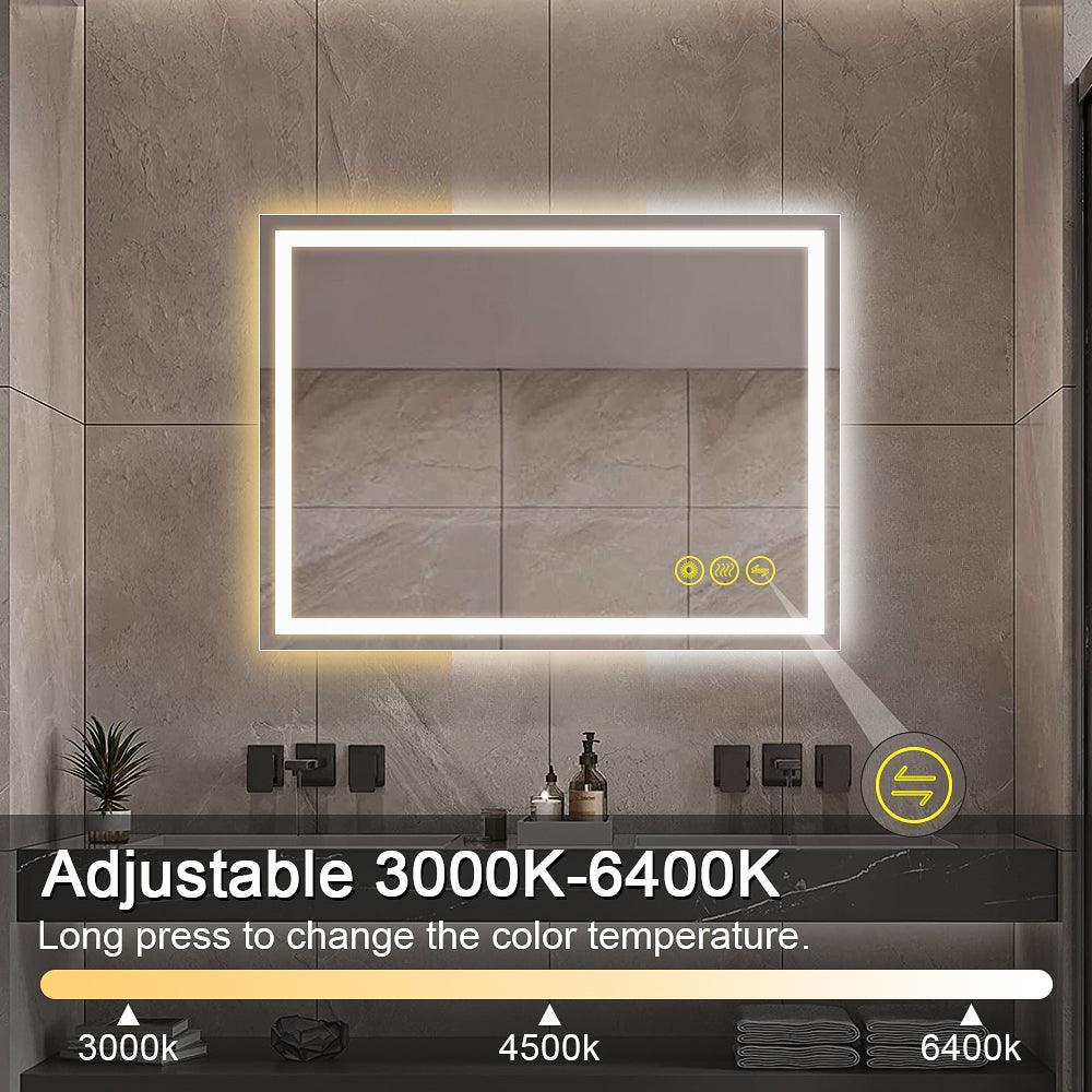 GlareGuard Rectangular Anti-Fog Dimmable Backlit LED Bathroom Vanity Mirror - Image 43