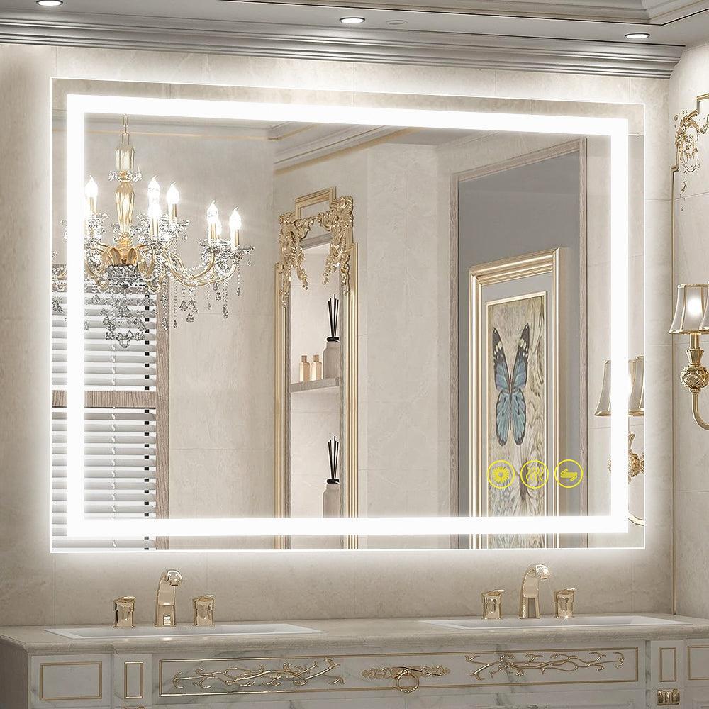 GlareGuard Rectangular Anti-Fog Dimmable Backlit LED Bathroom Vanity Mirror - Image 44