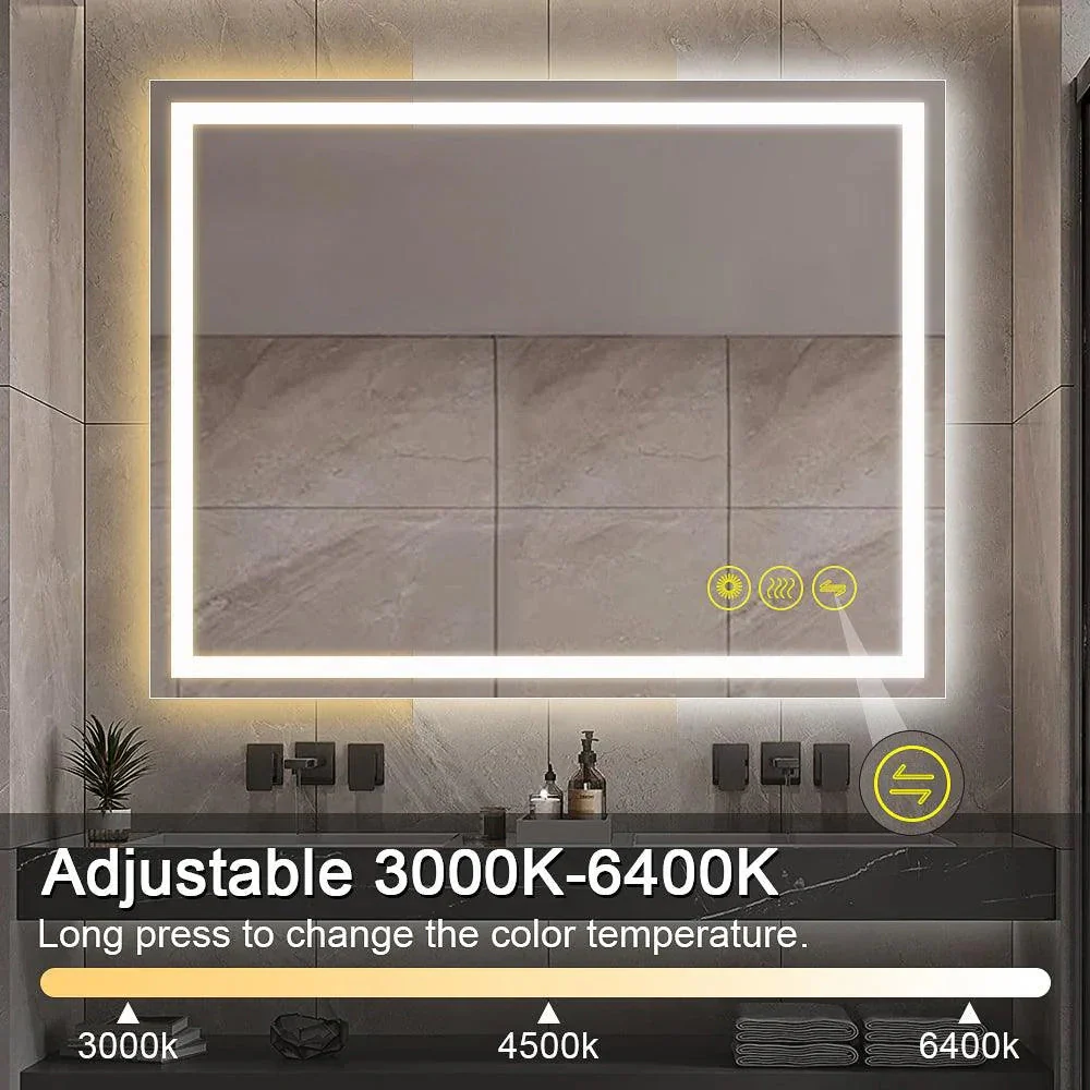 GlareGuard Rectangular Anti-Fog Dimmable Backlit LED Bathroom Vanity Mirror - Image 45